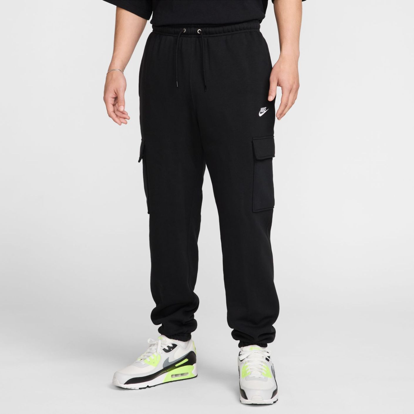 Nike Pantaloni Cargo Club Flecce Black/White da Uomo