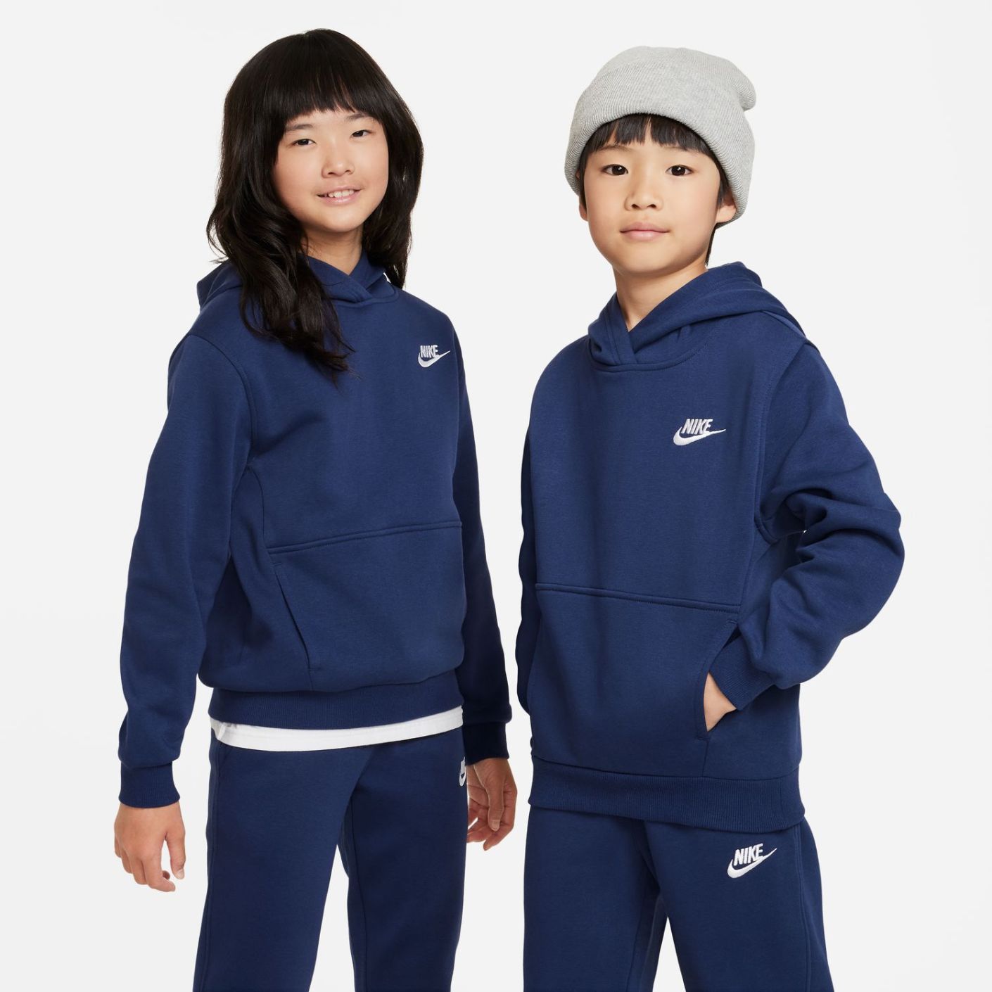 Nike Club Fleece Hoodie Midnight Navy/White for Boys