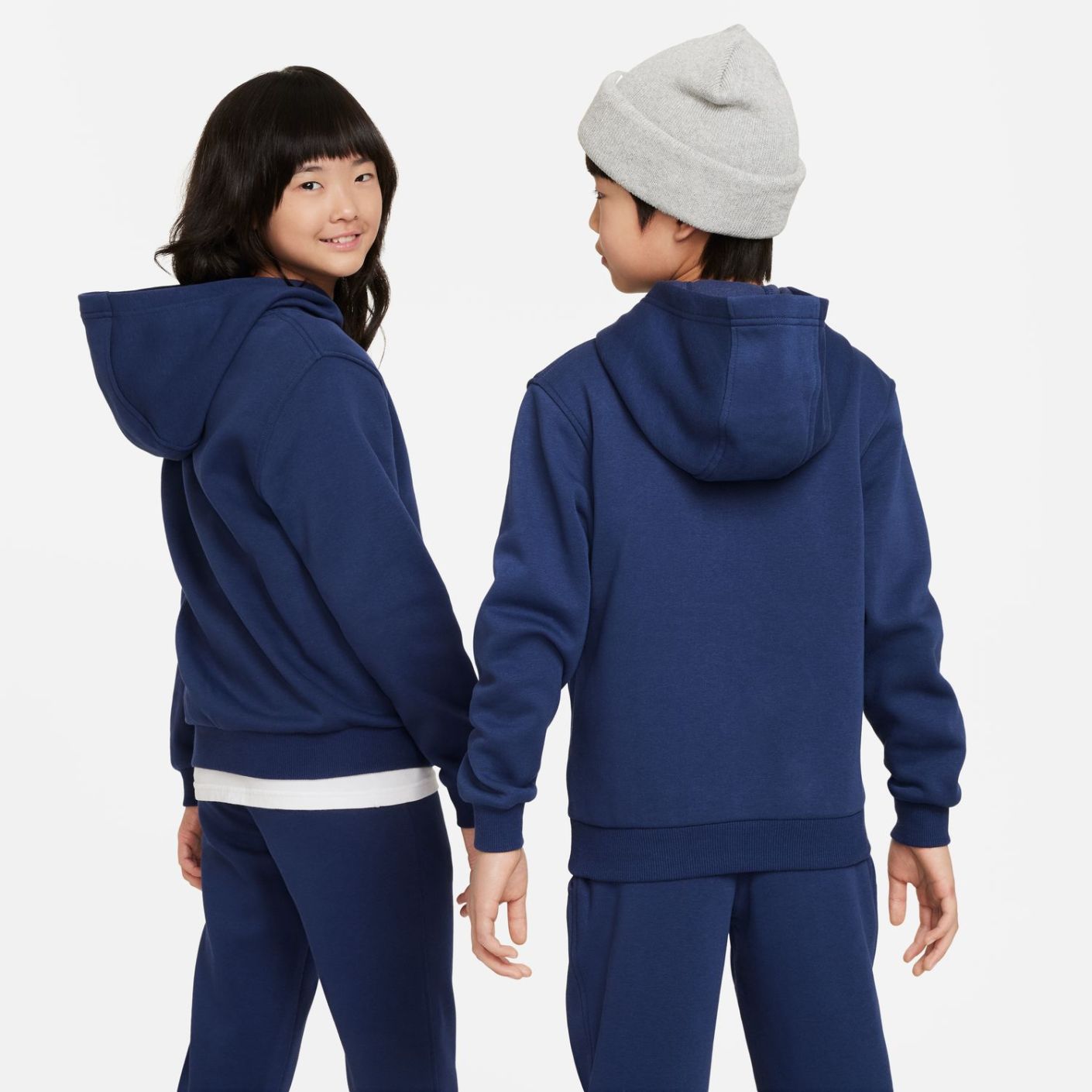 Nike Club Fleece Hoodie Midnight Navy/White for Boys