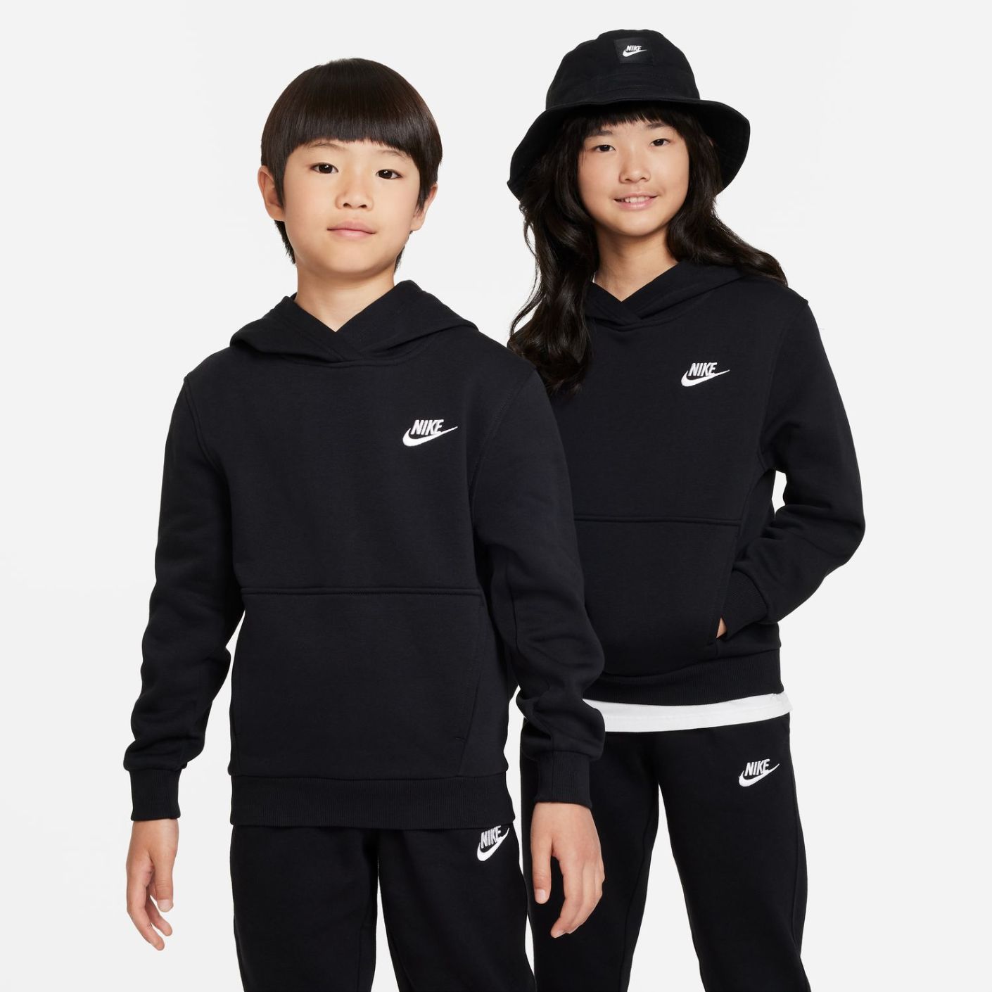 Nike Club Fleece Hoodie Black/White for Boys
