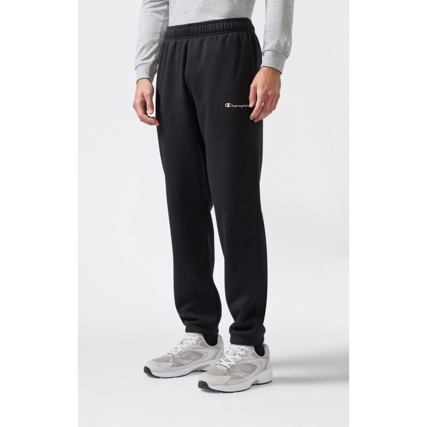 Champion Pantaloni felpati con polsino Neri da Uomo