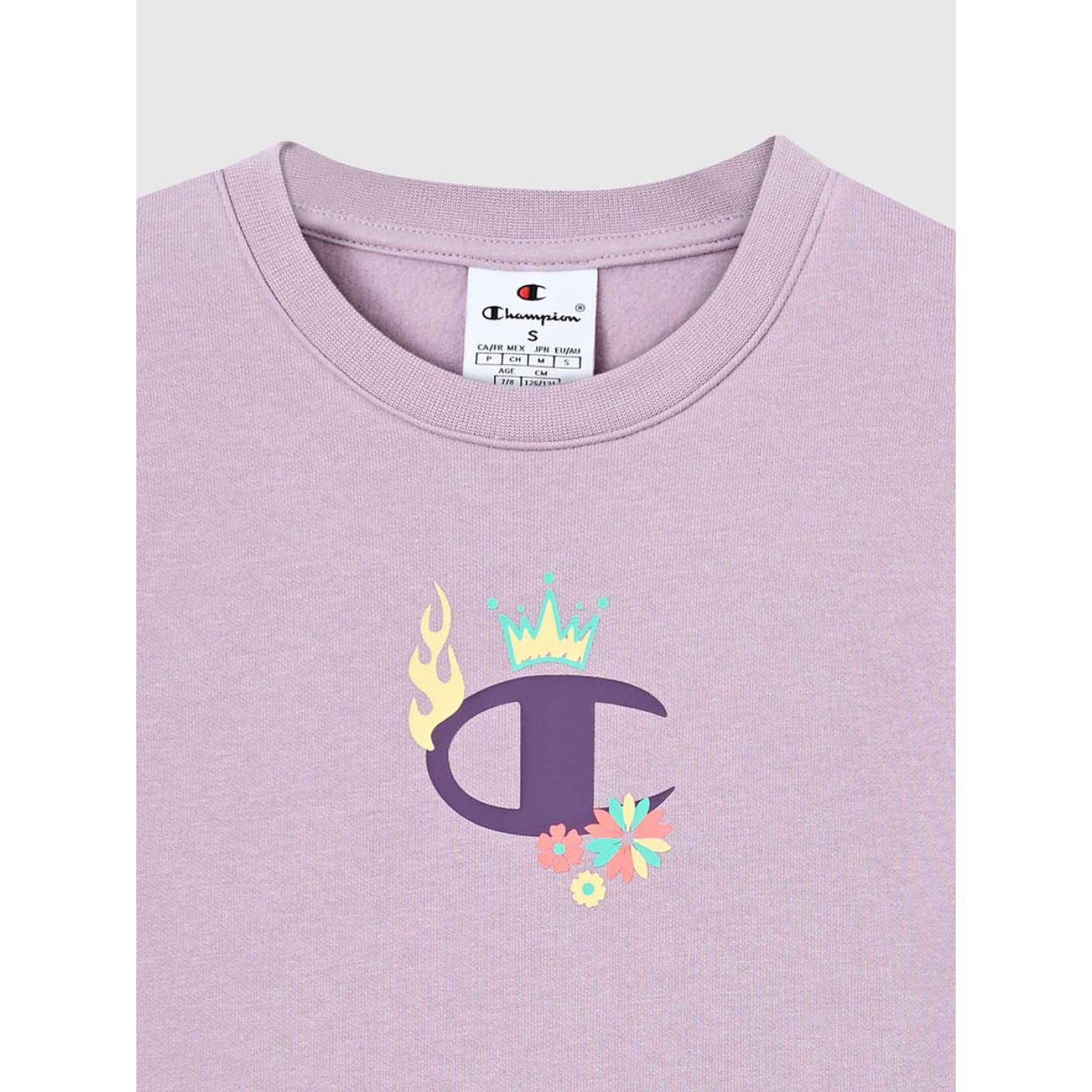 Champion Felpa girocollo con stampa Lilla da Bambina