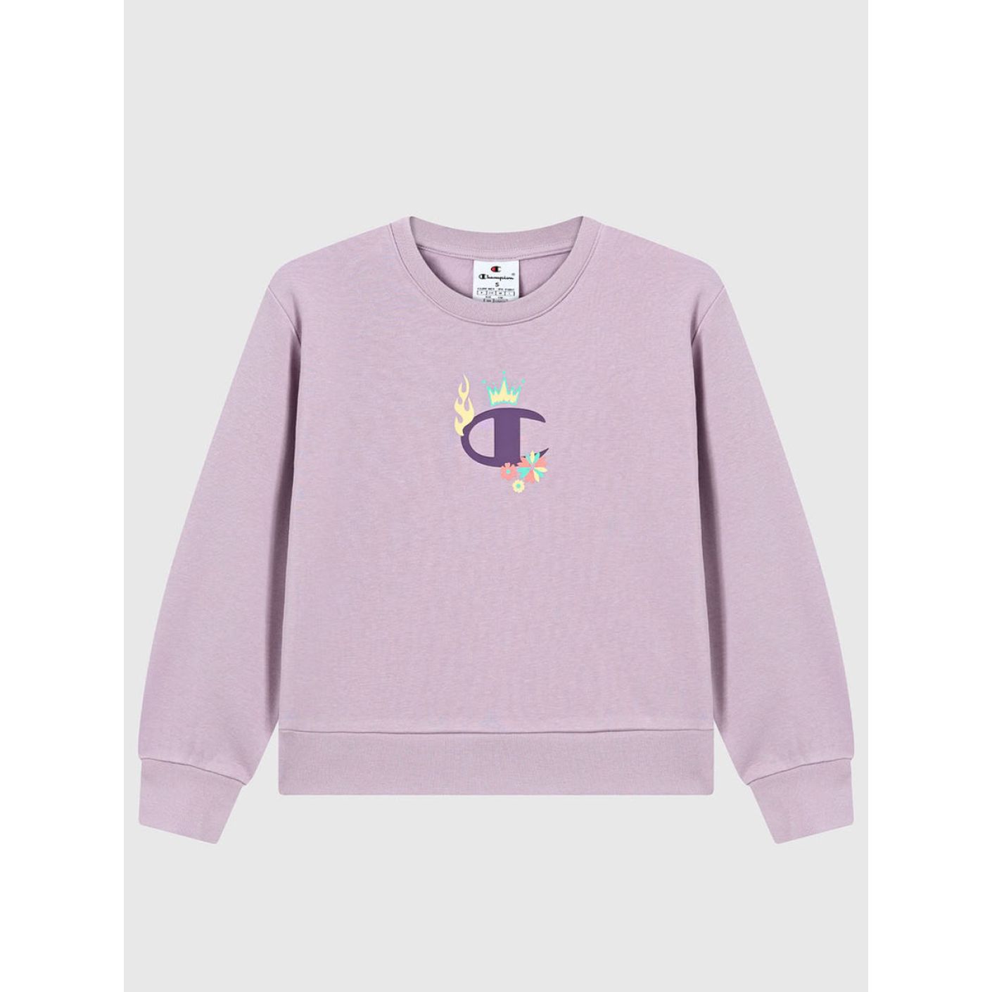 Champion Felpa girocollo con stampa Lilla da Bambina