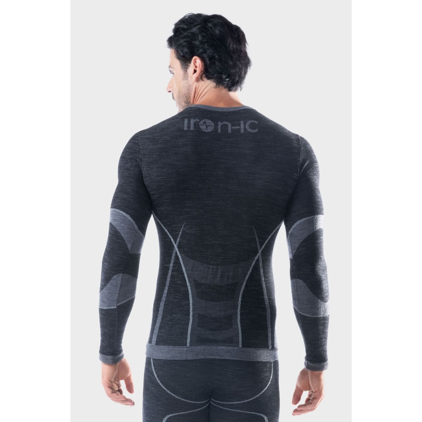 Iron-ic Maglia Termica 1.0 Merino 70 Schwarz/Grau da Uomo
