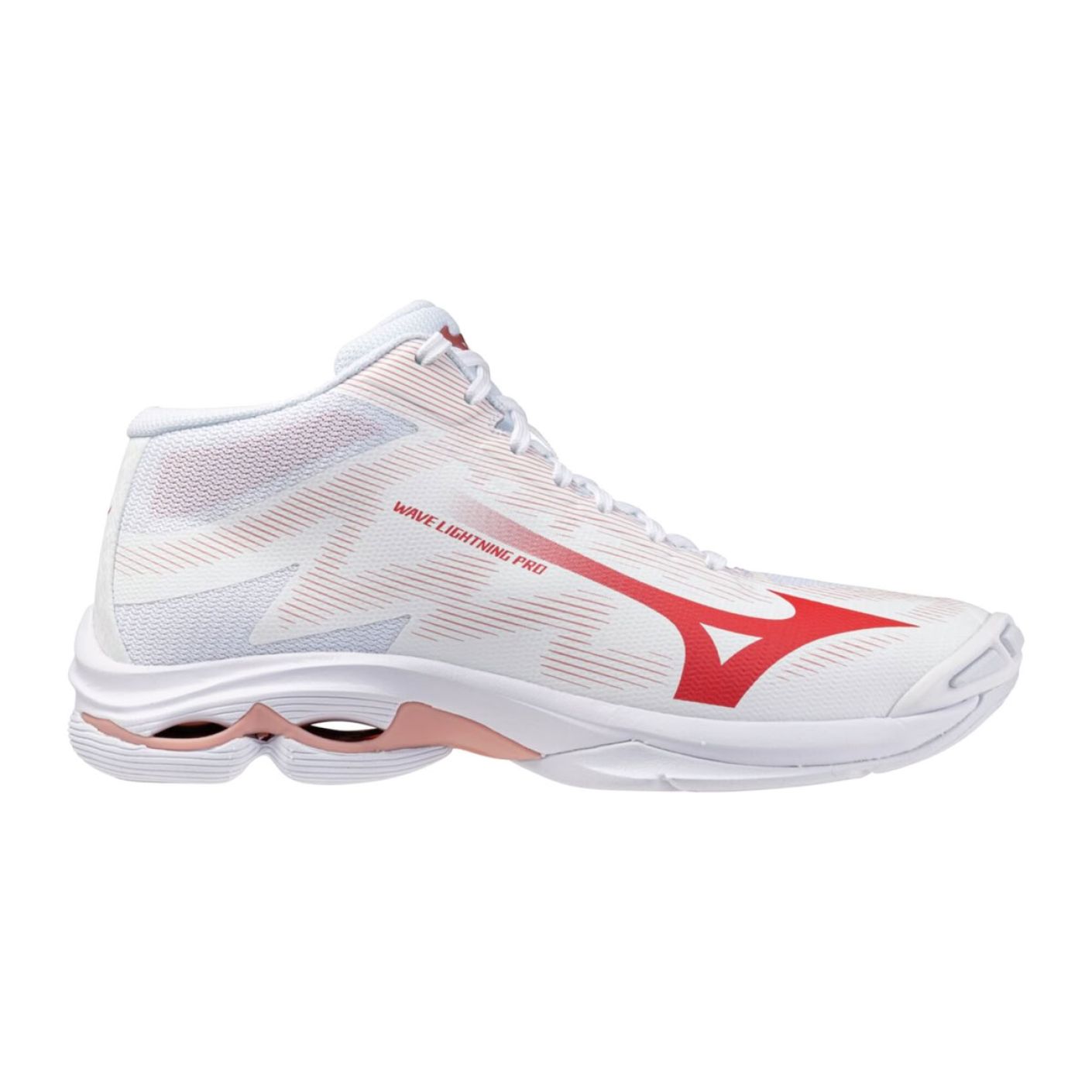 Mizuno Wave Lightning Pro Mid White/Rose Elegance/Lava Falls Women's