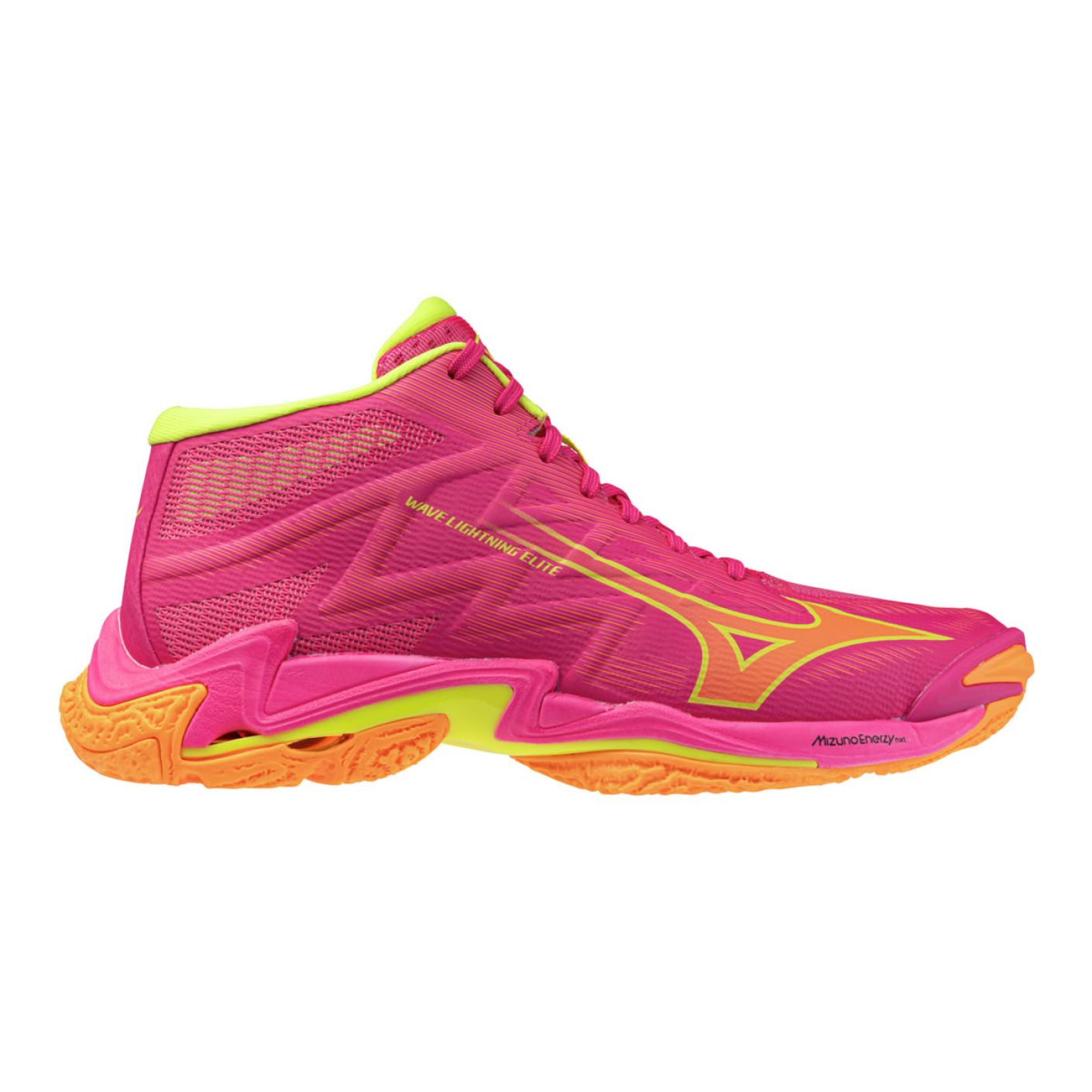 Mizuno Wave Lightning Elite Mid Pink Tetra/Fortune Yellow/Light Orange