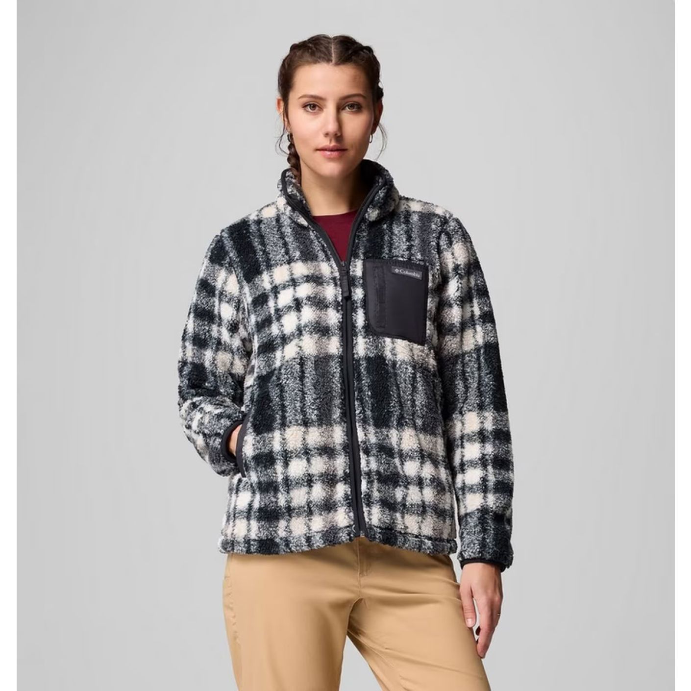 Columbia Printed Sherpa Jacket West Bend ll Black Herringplaid for Women