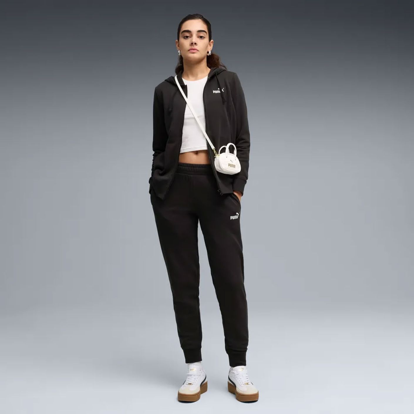 Puma Women's Black Hoodie Tracksuit