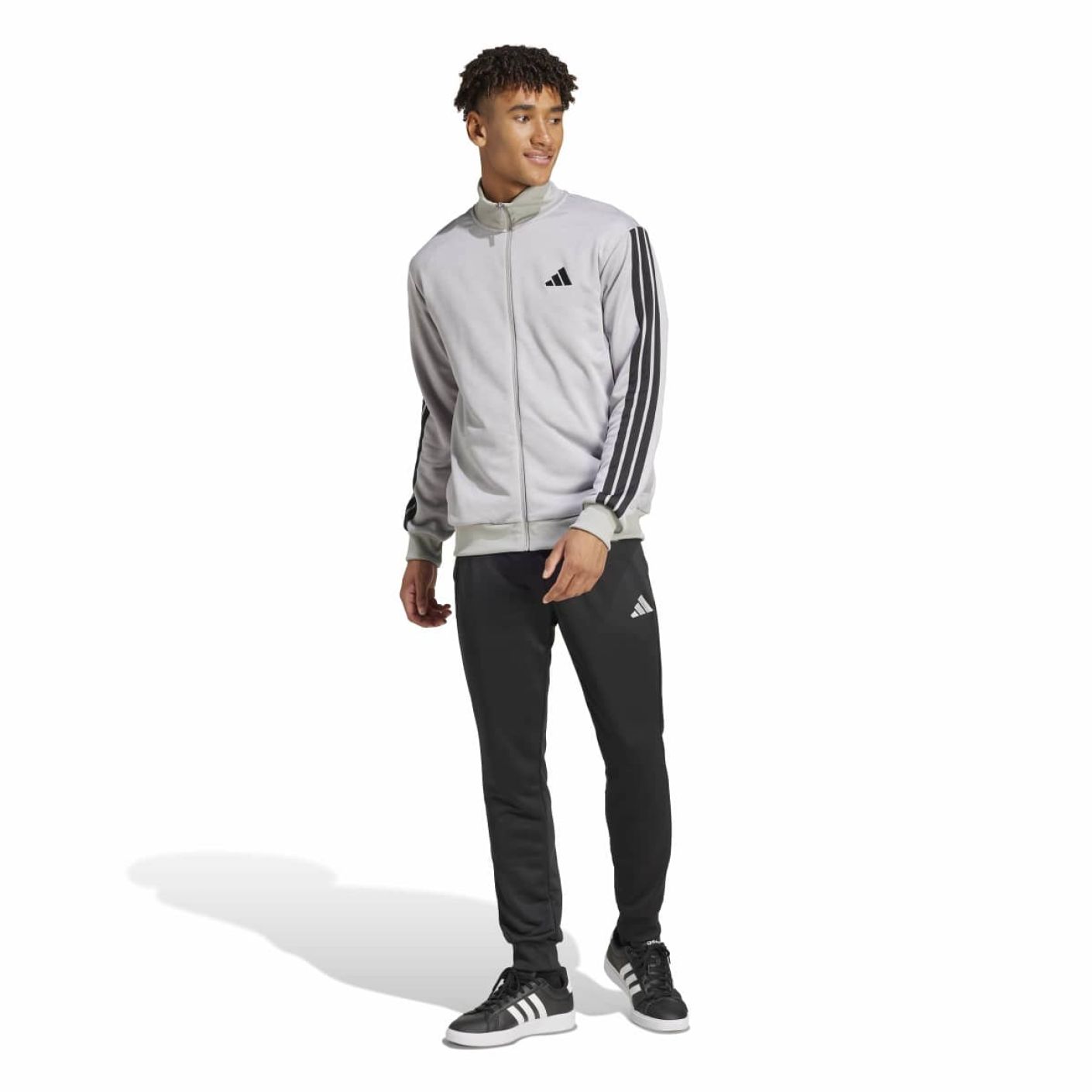 Adidas Trainingsanzug aus French Terry 3-Streifen mgreyh/mgsogr für Herren