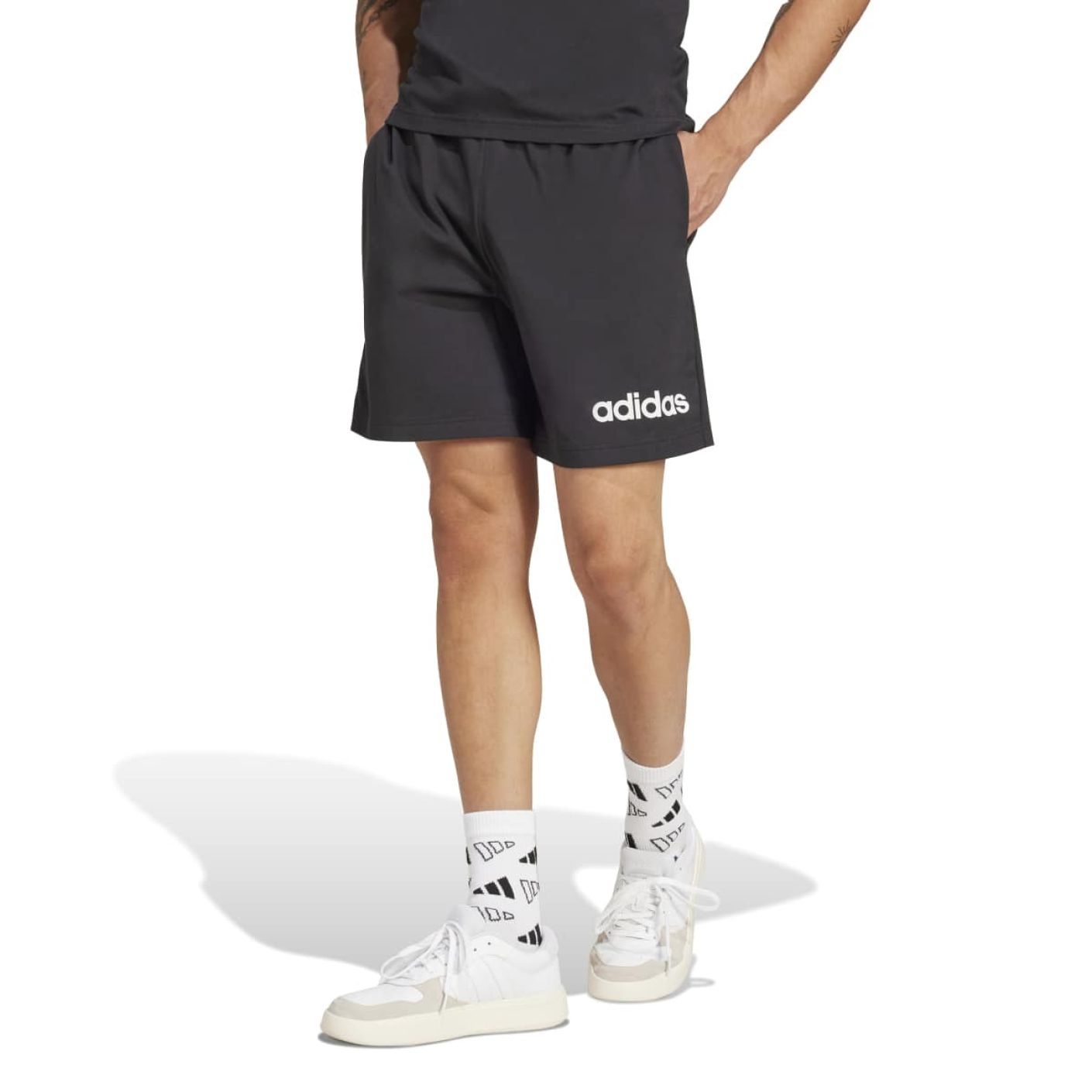 Adidas Short Essentials Linear Single Jersey black/white da Uomo