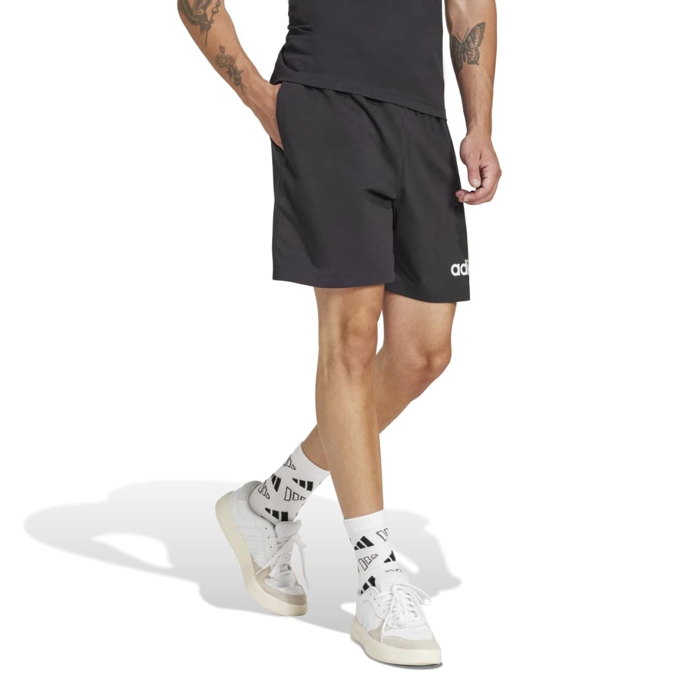 Adidas Short Essentials Linear Single Jersey black/white da Uomo
