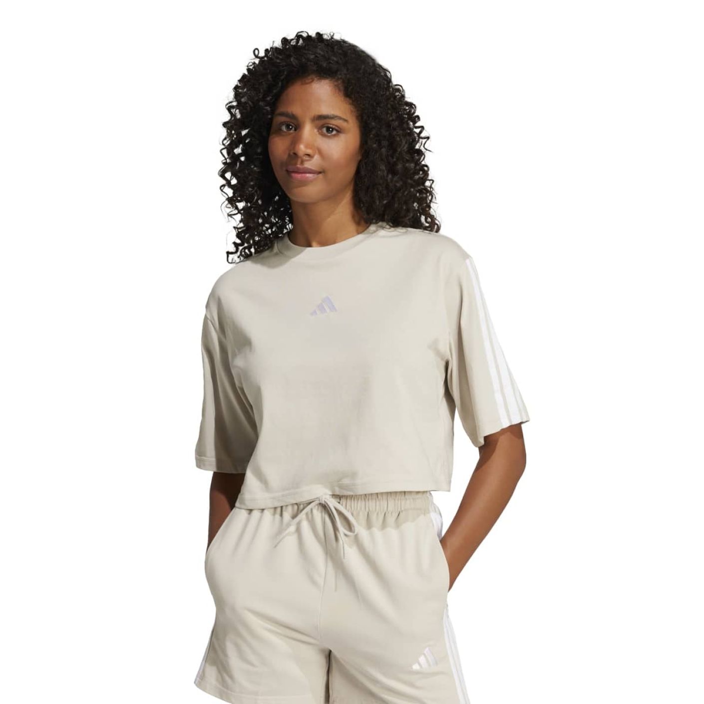 AdidasT-shirt Essentials 3-Stripes Cotton Loose wonalu/white da Donna