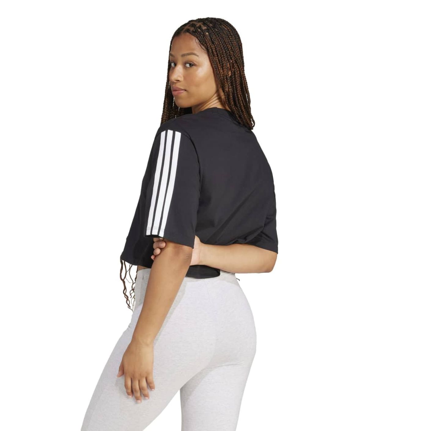 Adidas T-shirt Essentials 3-Stripes Cotton Loose	 black/white da Donna