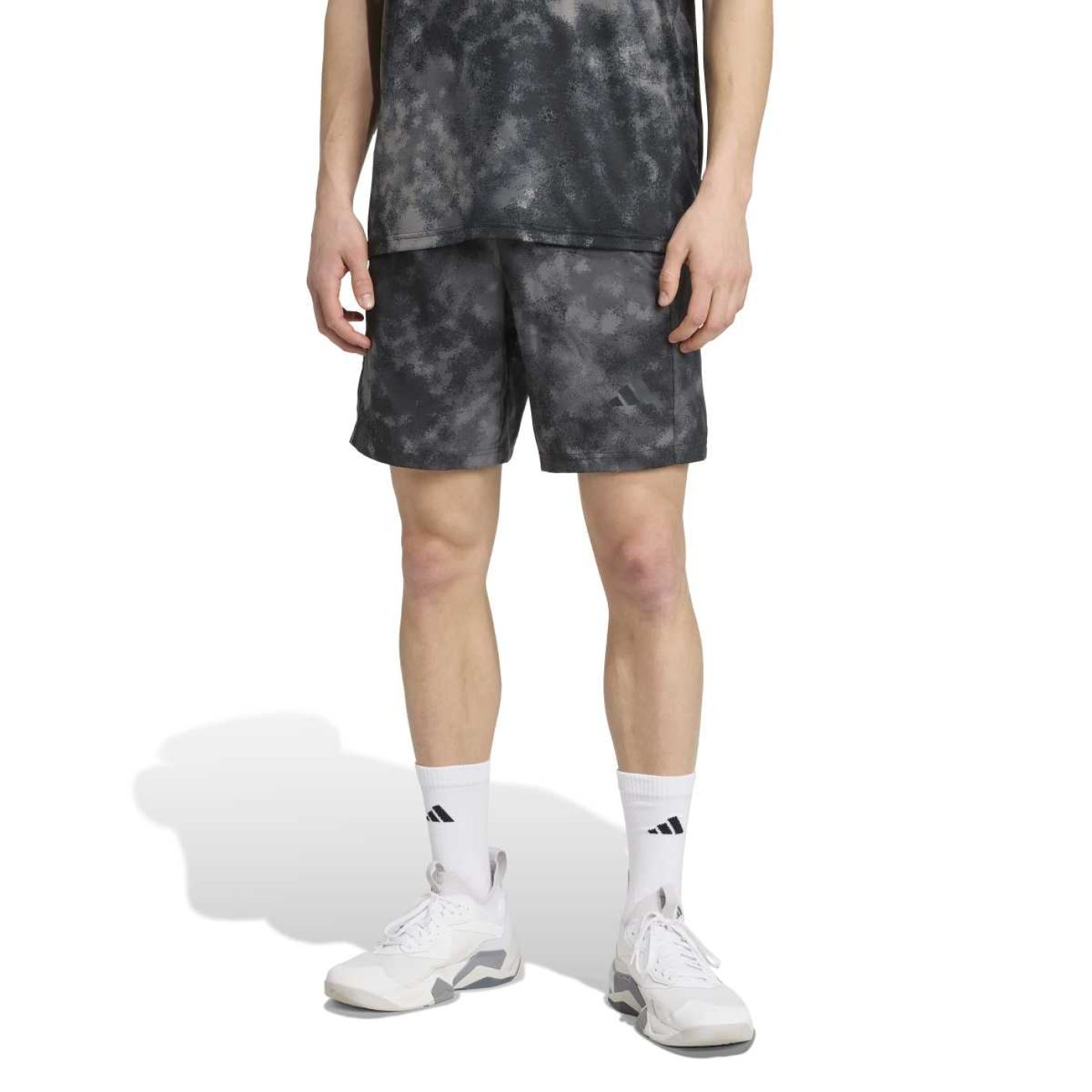 Adidas Men's Camo Print Essential Training Shorts - Gray