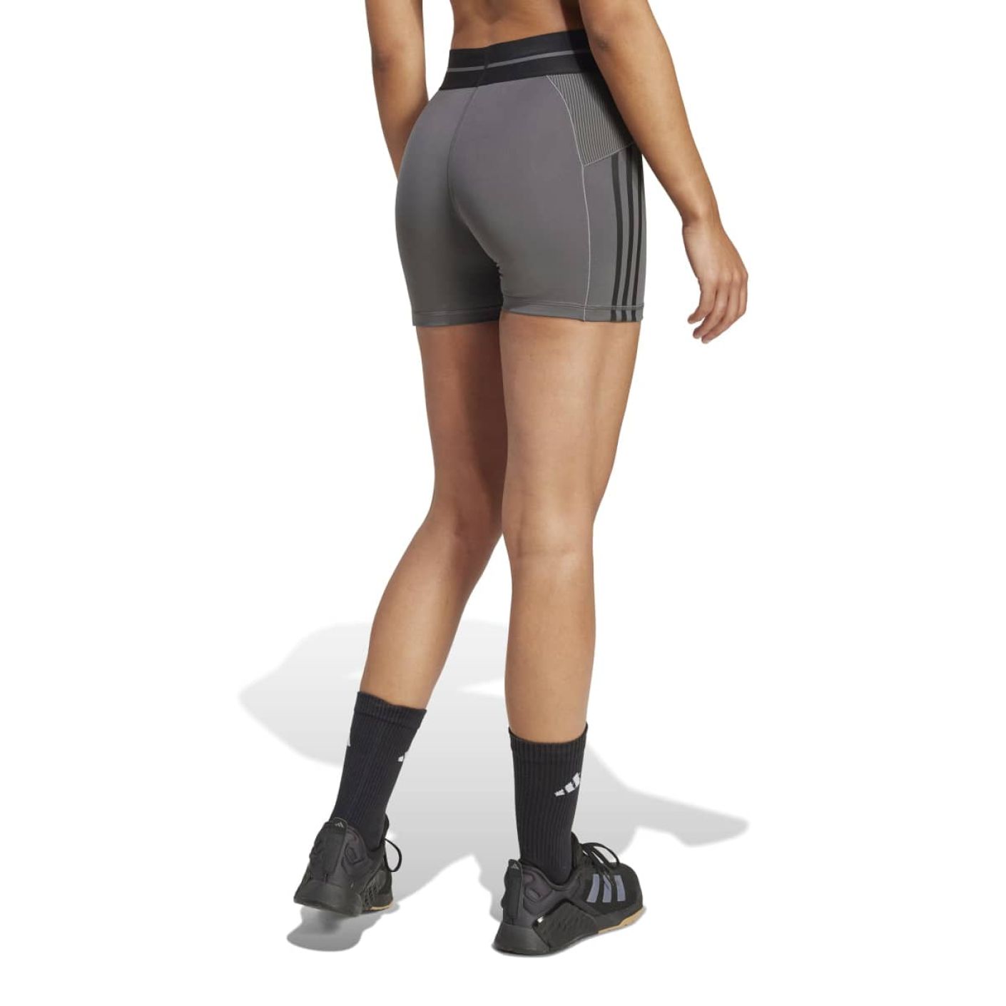 Adidas Short Leggings Hyperglam Rib 4 Grigio da Donna