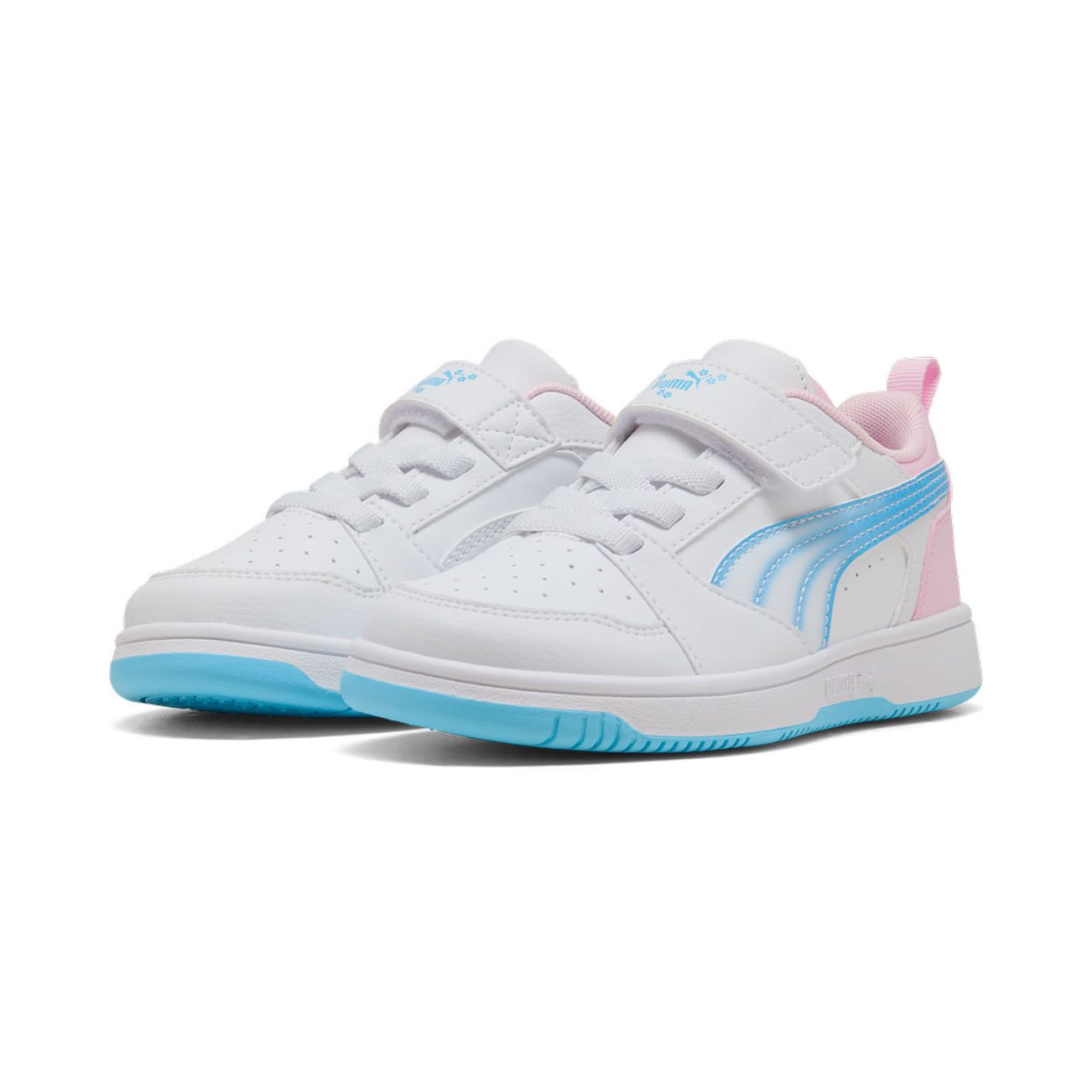 Puma Rebound V6 Lo Jelly Heaven AC+PS White/Vibrant Blue/Pink Shimmer da Bambina