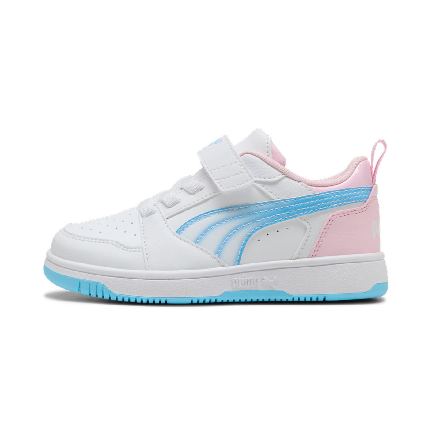 Puma Rebound V6 Lo Jelly Heaven AC+PS White/Vibrant Blue/Pink Shimmer da Bambina
