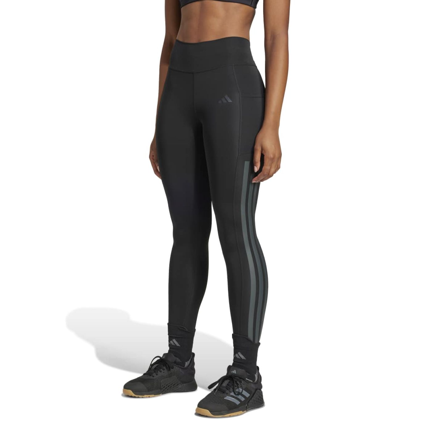 Adidas Leggings Optimé 3-Stripes Neri da Donna