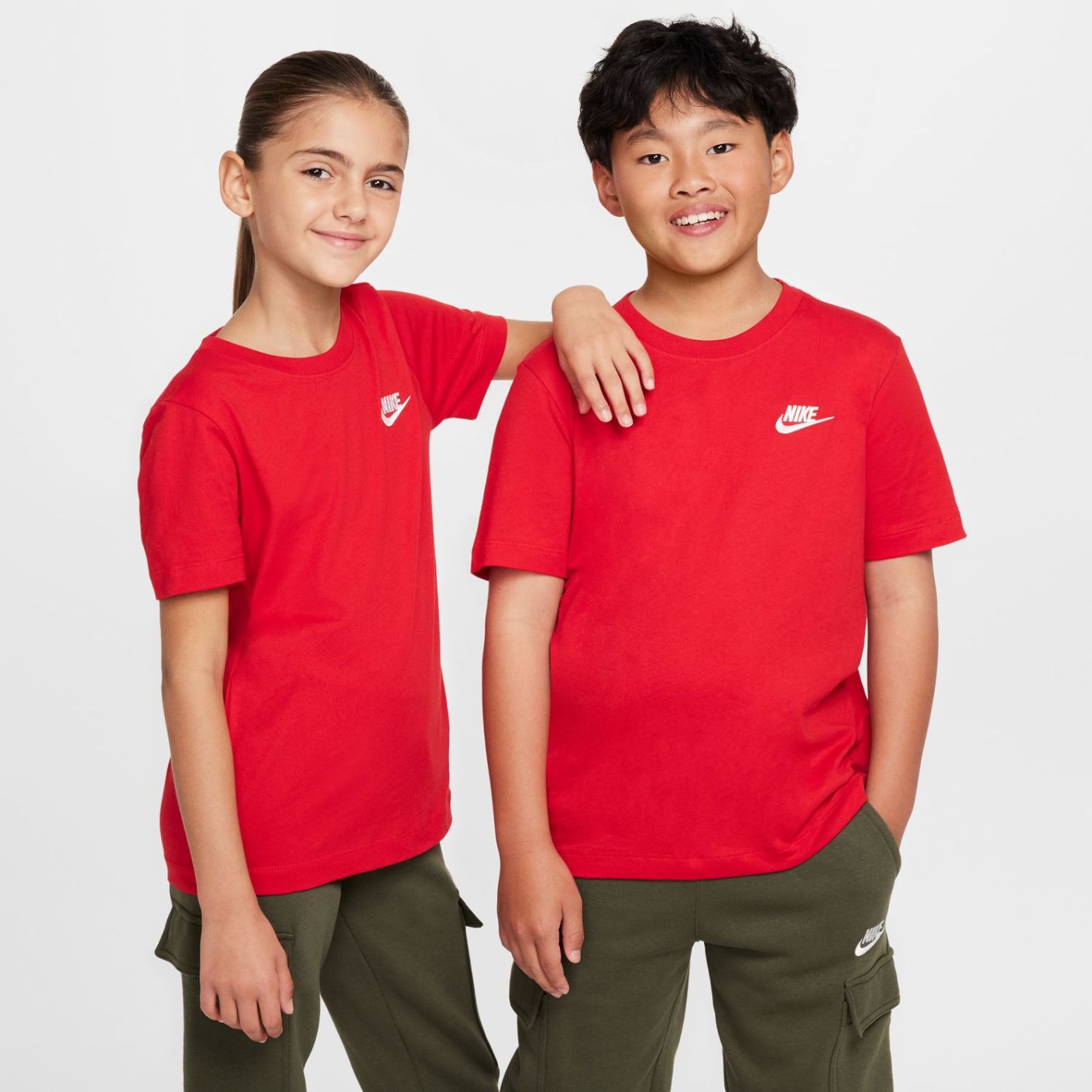 Nike T-Shirt with Embroidered Logo University Red for Boys