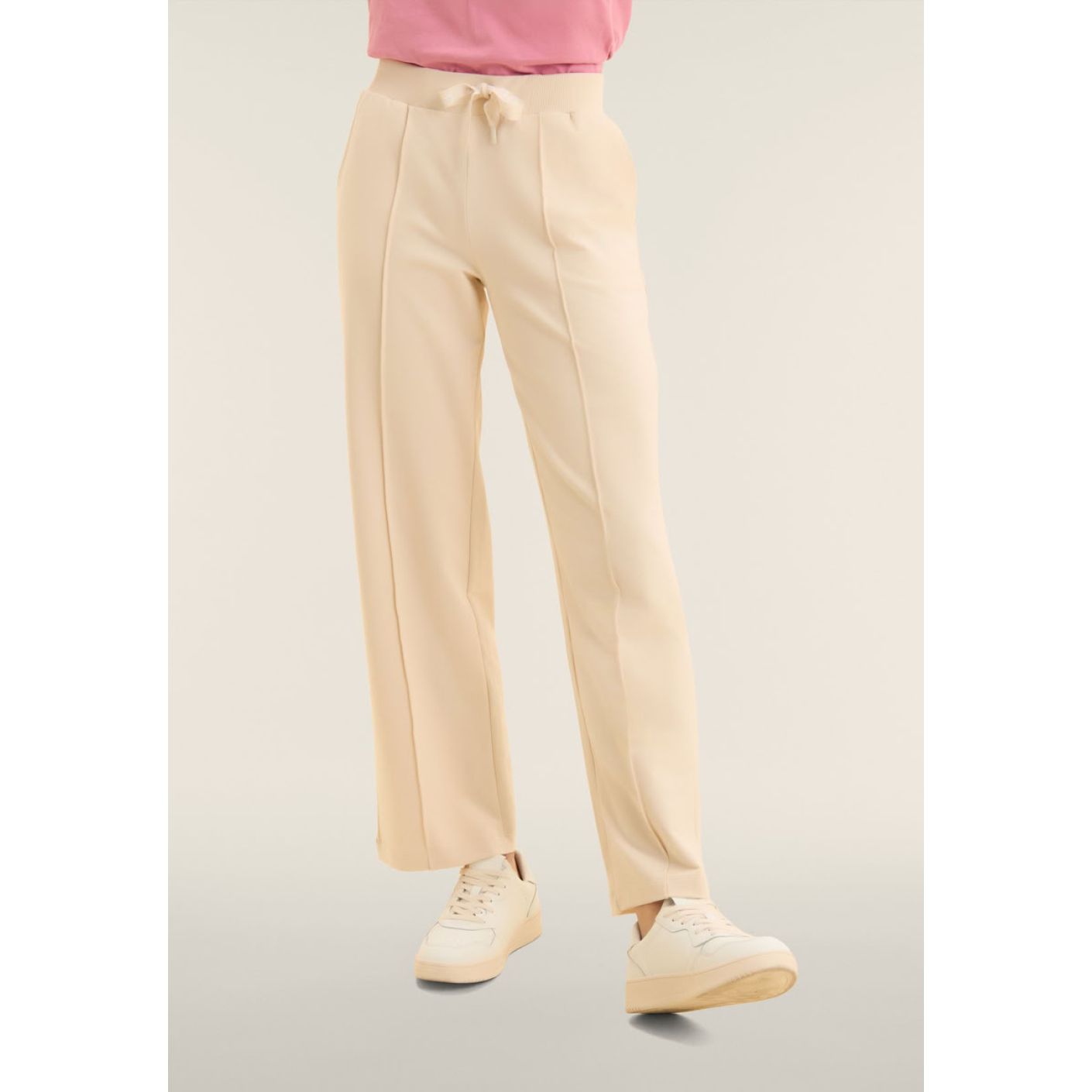 Freddy Wide Leg Pants with Logo Drawstring Whitecup Grey