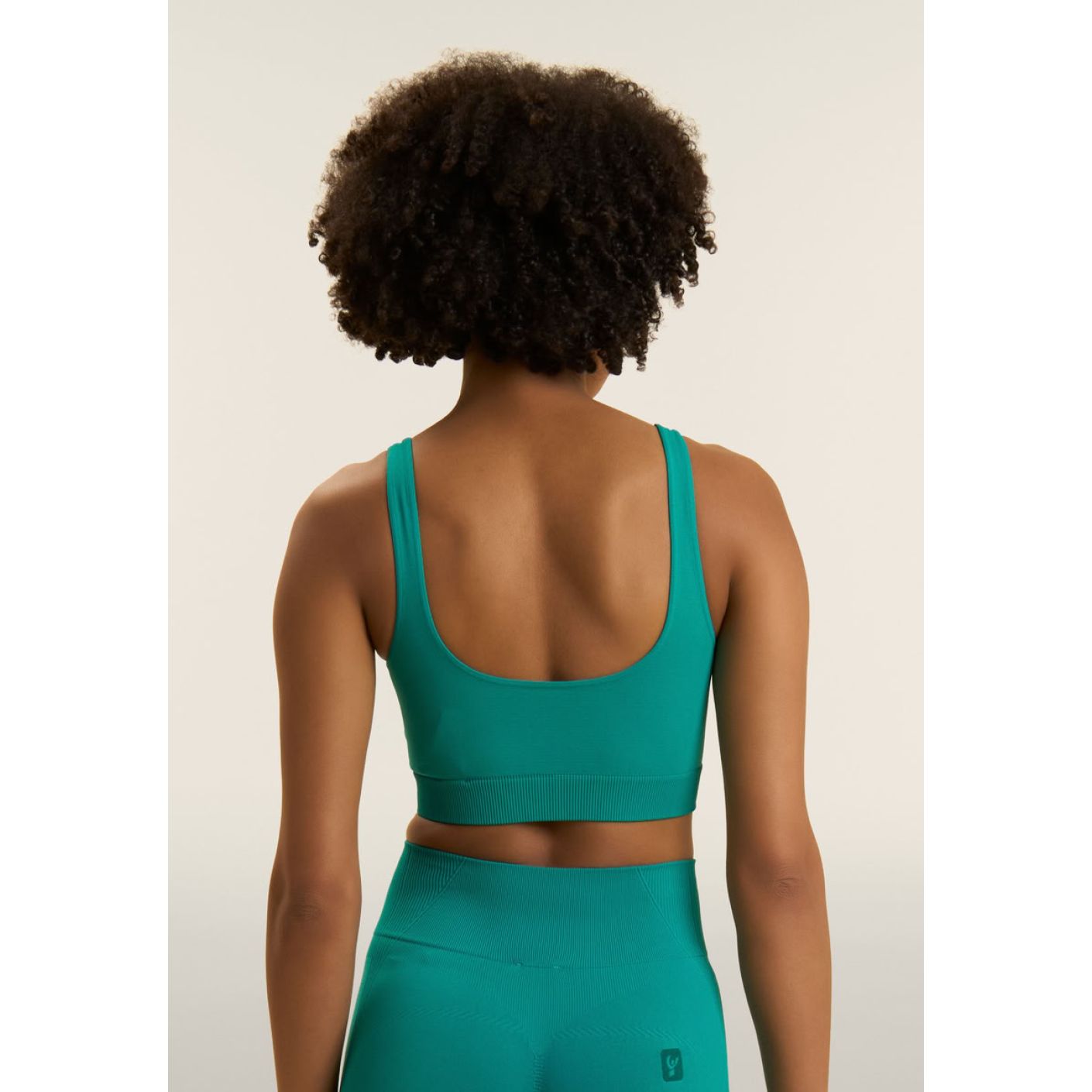 Freddy Top Seamless con fascia sottoseno in costina Teal Blue da Donna