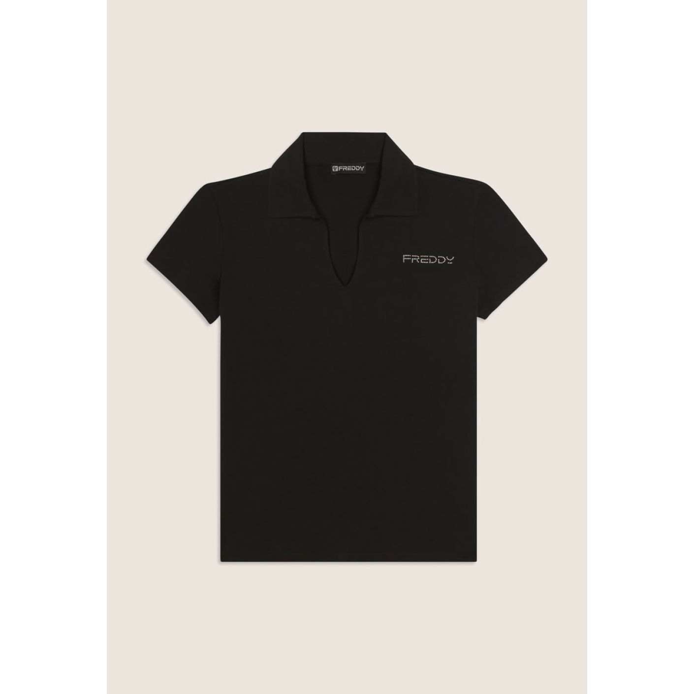 Freddy Kurzarm-T-Shirt mit V-Ausschnitt Schwarz für Damen