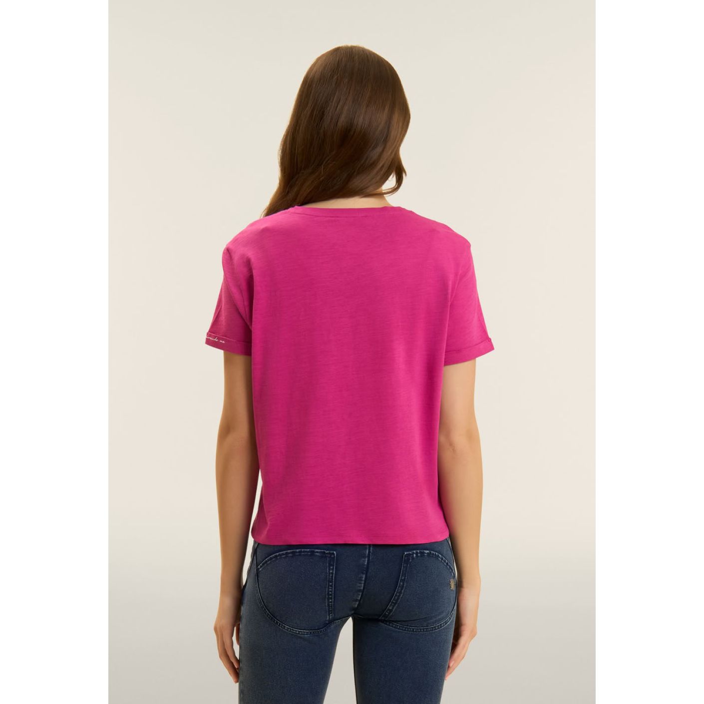 Freddy T-Shirt Cropped in Jersey Fiammato Rose Violet for Women