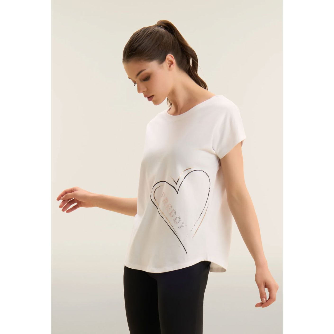 Freddy T-Shirt Reversibile con cuori Weiße Damen