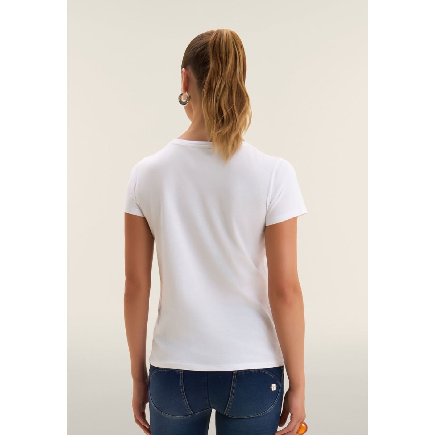 Freddy T-Shirt mit floralem Druck Weiß/Gelb für Damen