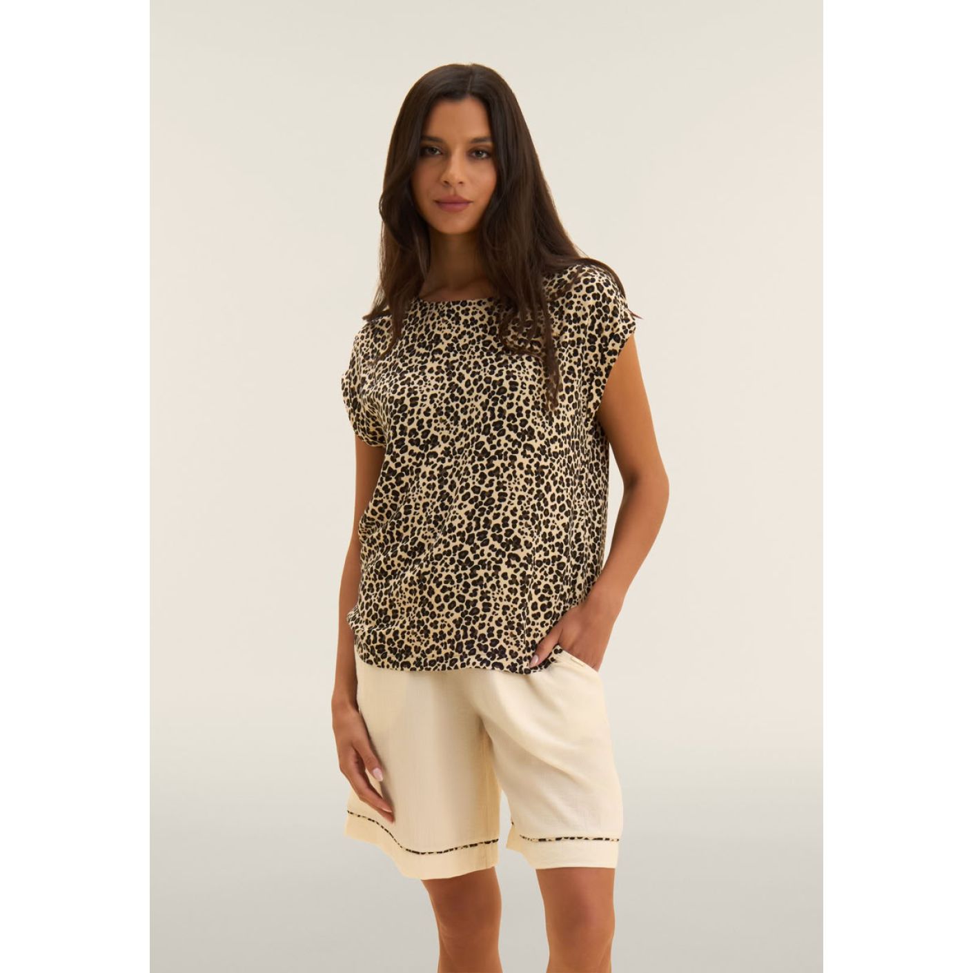 Freddy T-Shirt i Viscosa fantasia Animalier Whitecup Grey da Donna