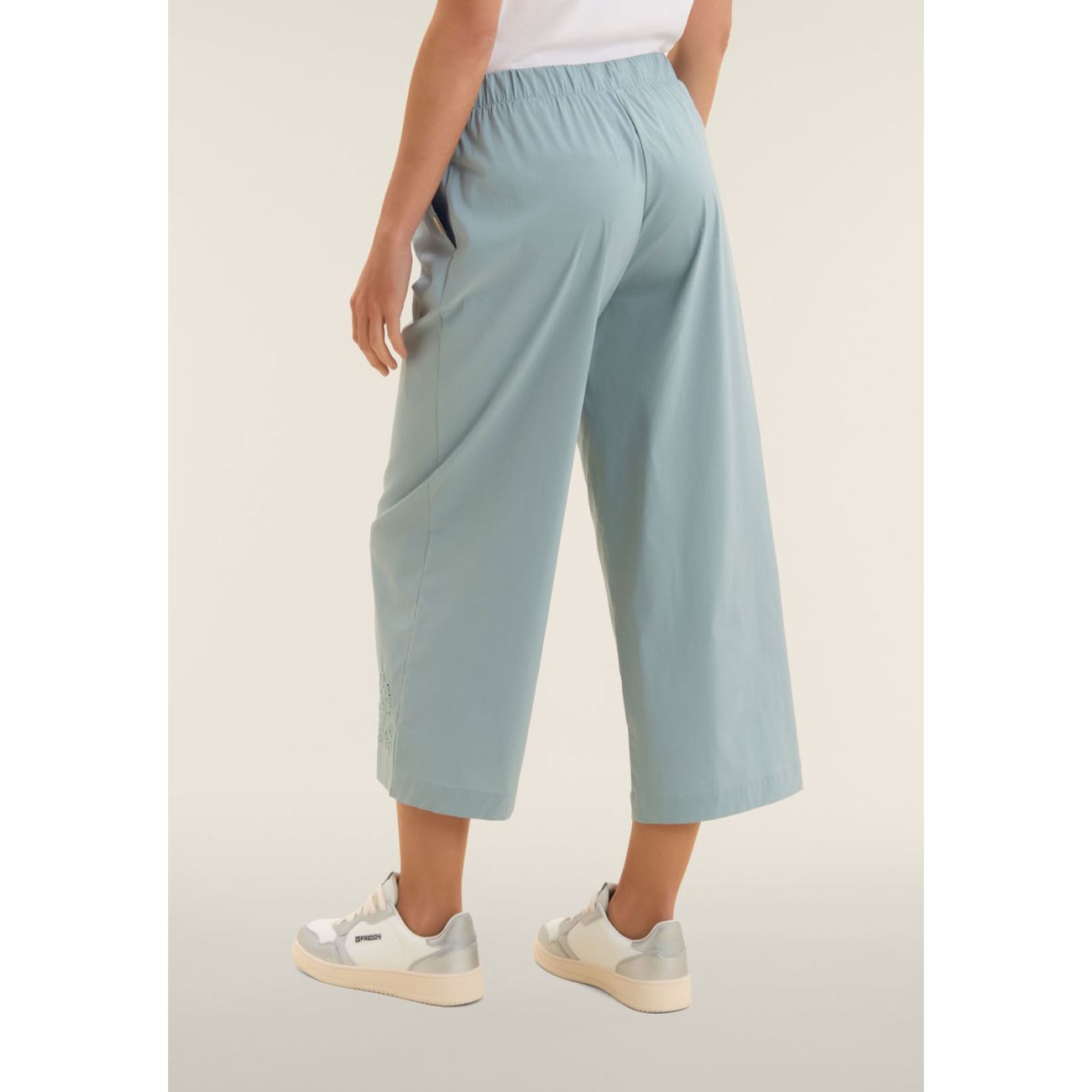 Freddy Pantalone Cropped con ricamo Azzurro da Donna