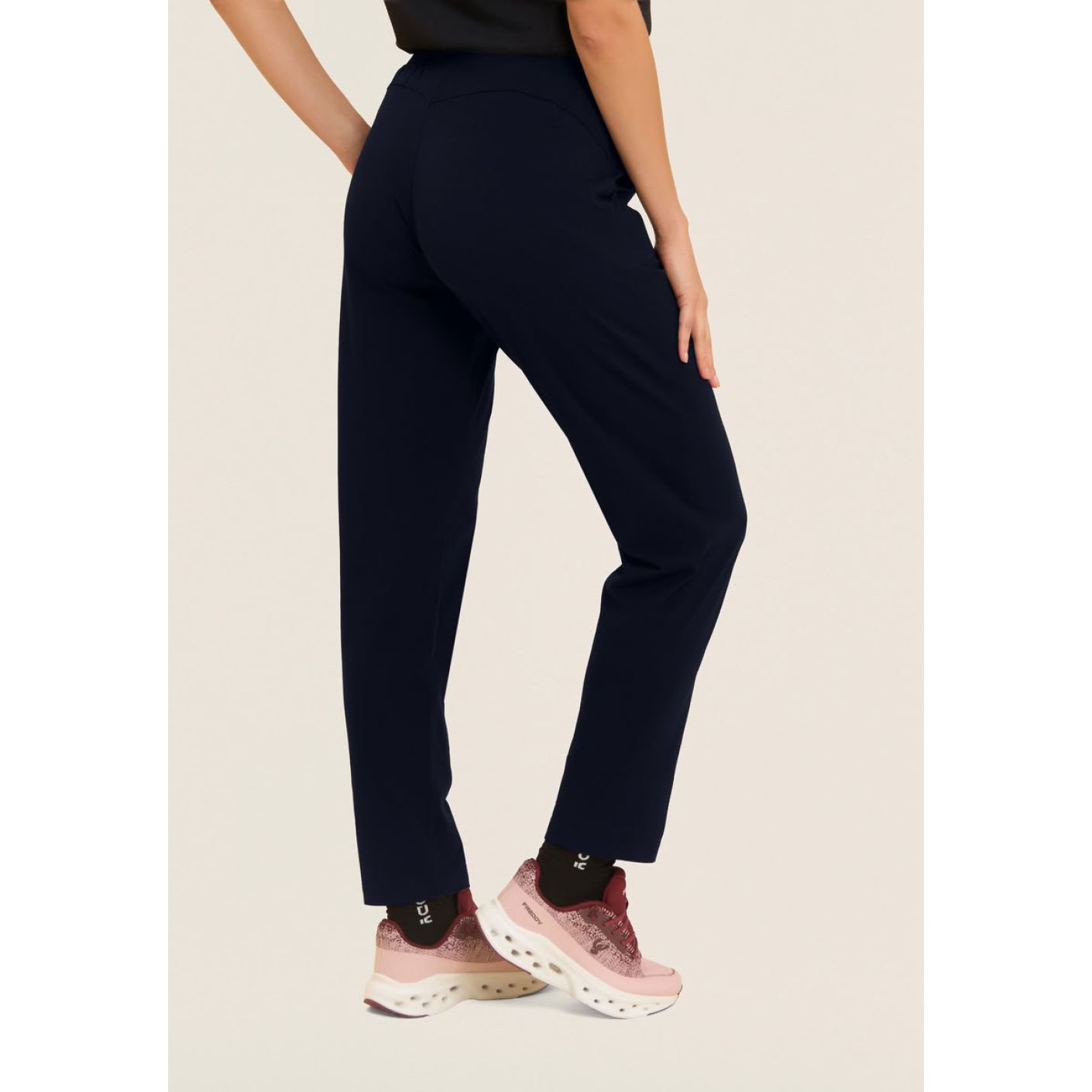 Freddy Pantaloni Regular con vita a costina Neri da Donna