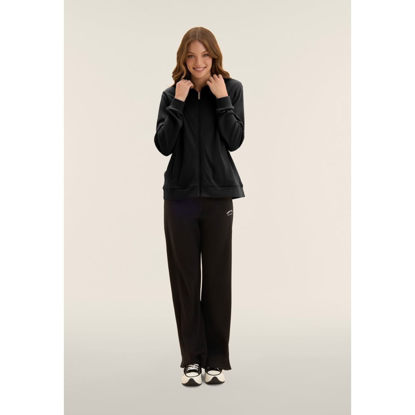 Freddy High Neck FullZip Jumpsuit and Wide Leg Pants Black for Women