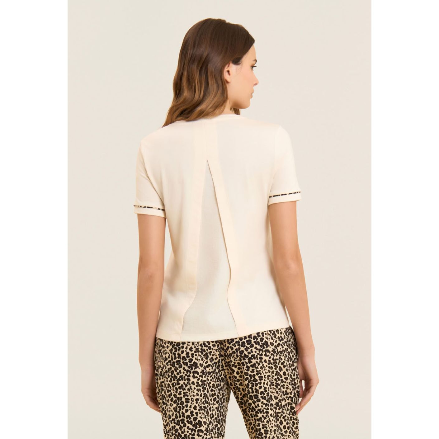 Freddy T-Shirt mit Crinkle-Einsatz auf der Rückseite WhiteCup Grey für Damen