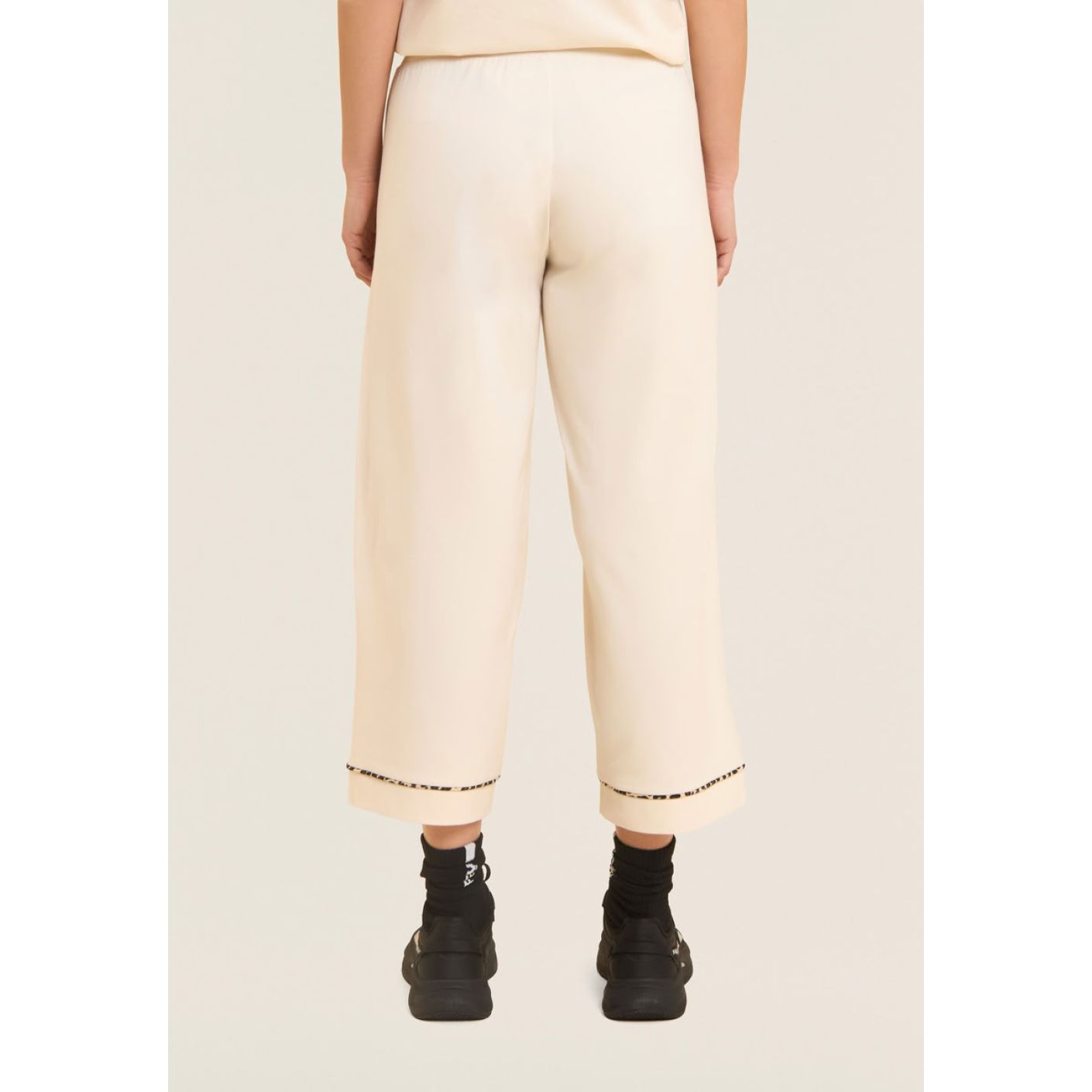 Freddy Pantaloni Cropped wide Leg con dettaglio animalier Whitecup Grey da Donna