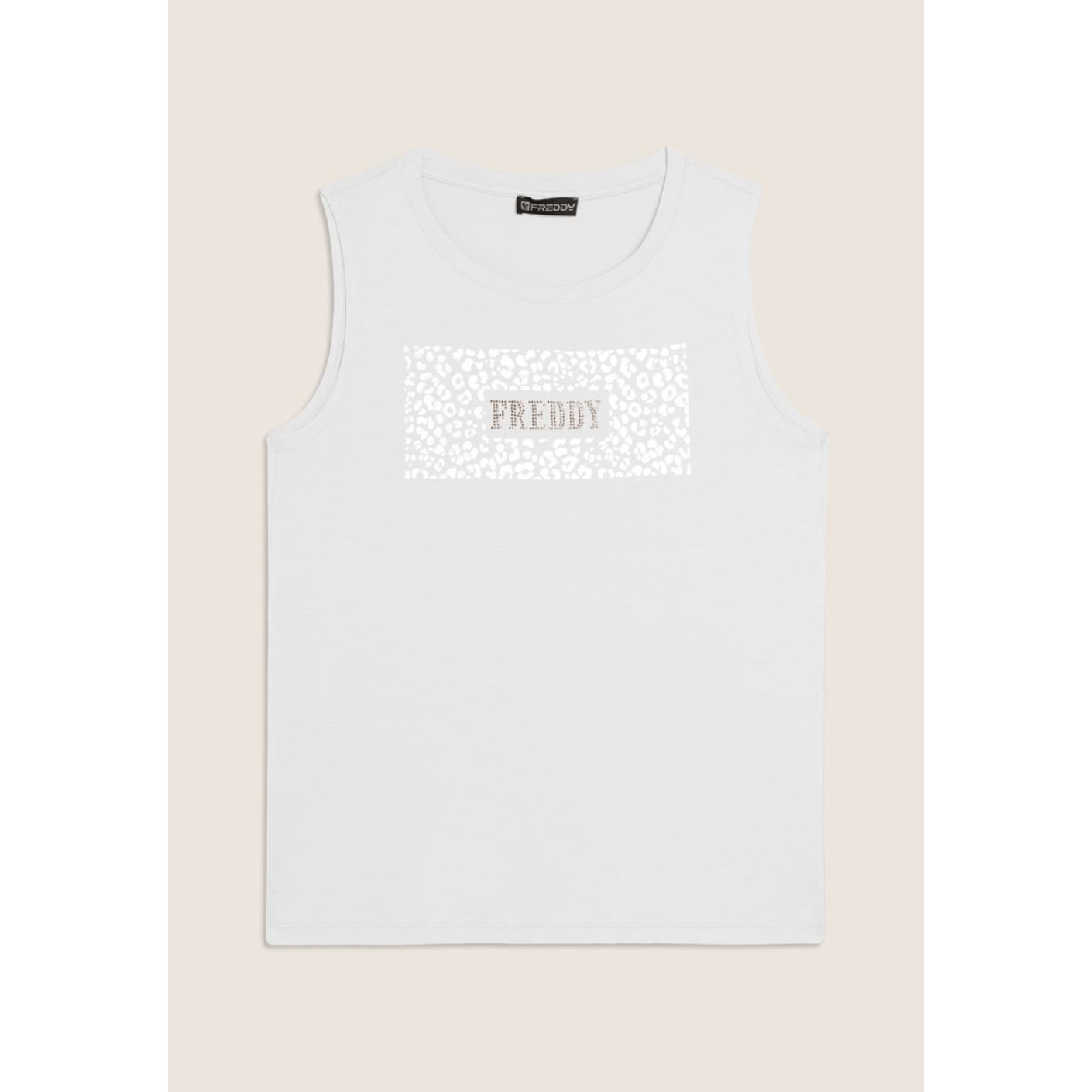 Freddy Tanktop mit animalischem Muster Weiß für Damen