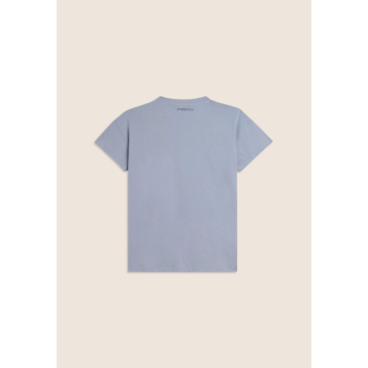 Freddy T-Shirt con maniche ad Aletta e logo ricamato Zen Blue da Donna