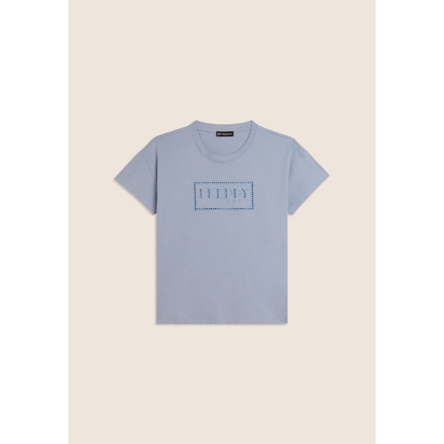 Freddy T-Shirt con maniche ad Aletta e logo ricamato Zen Blue da Donna