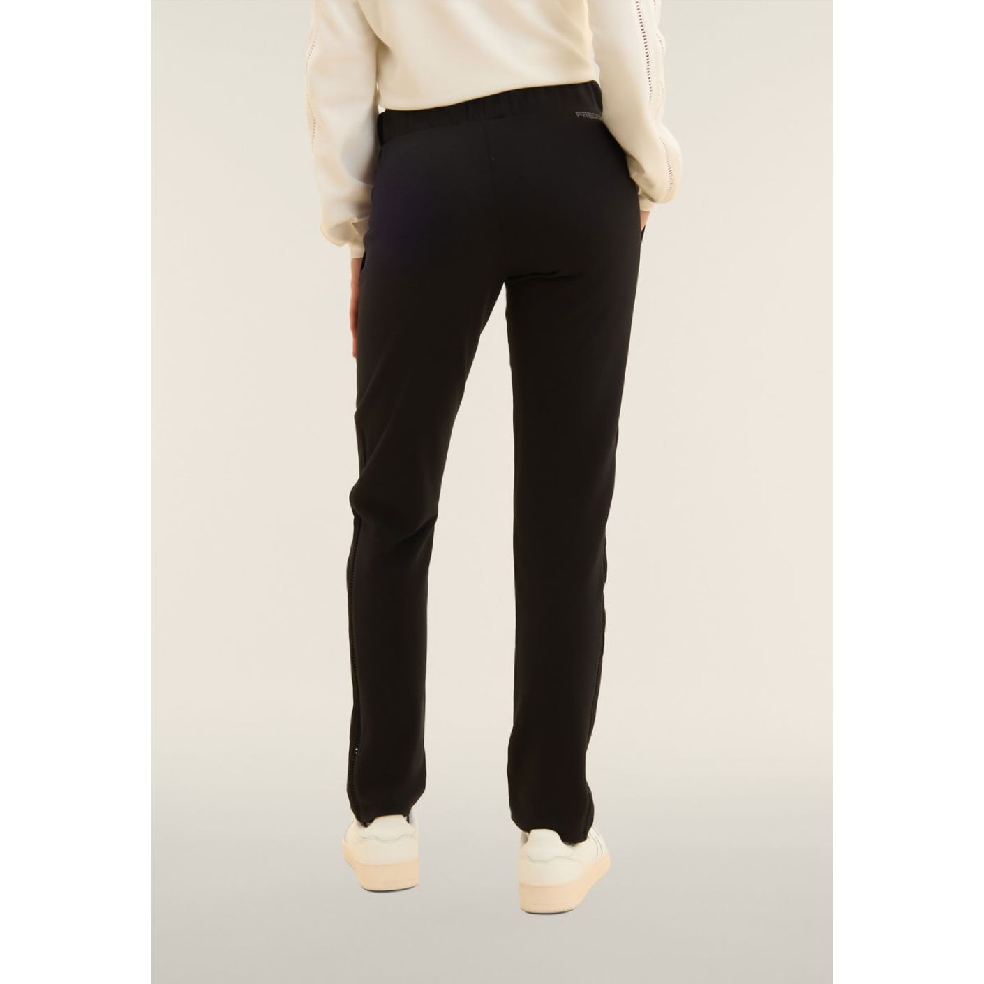 Freddy Straight Leg Pants with Perforated Embroidery Black for Women