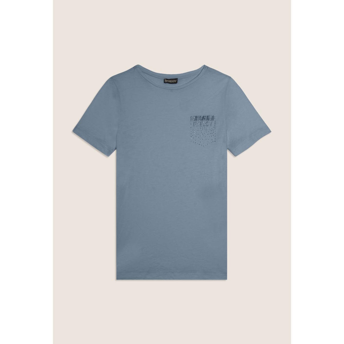 Freddy T-Shirt with rhinestones in the shape of a pocket Ashley Blue for Women