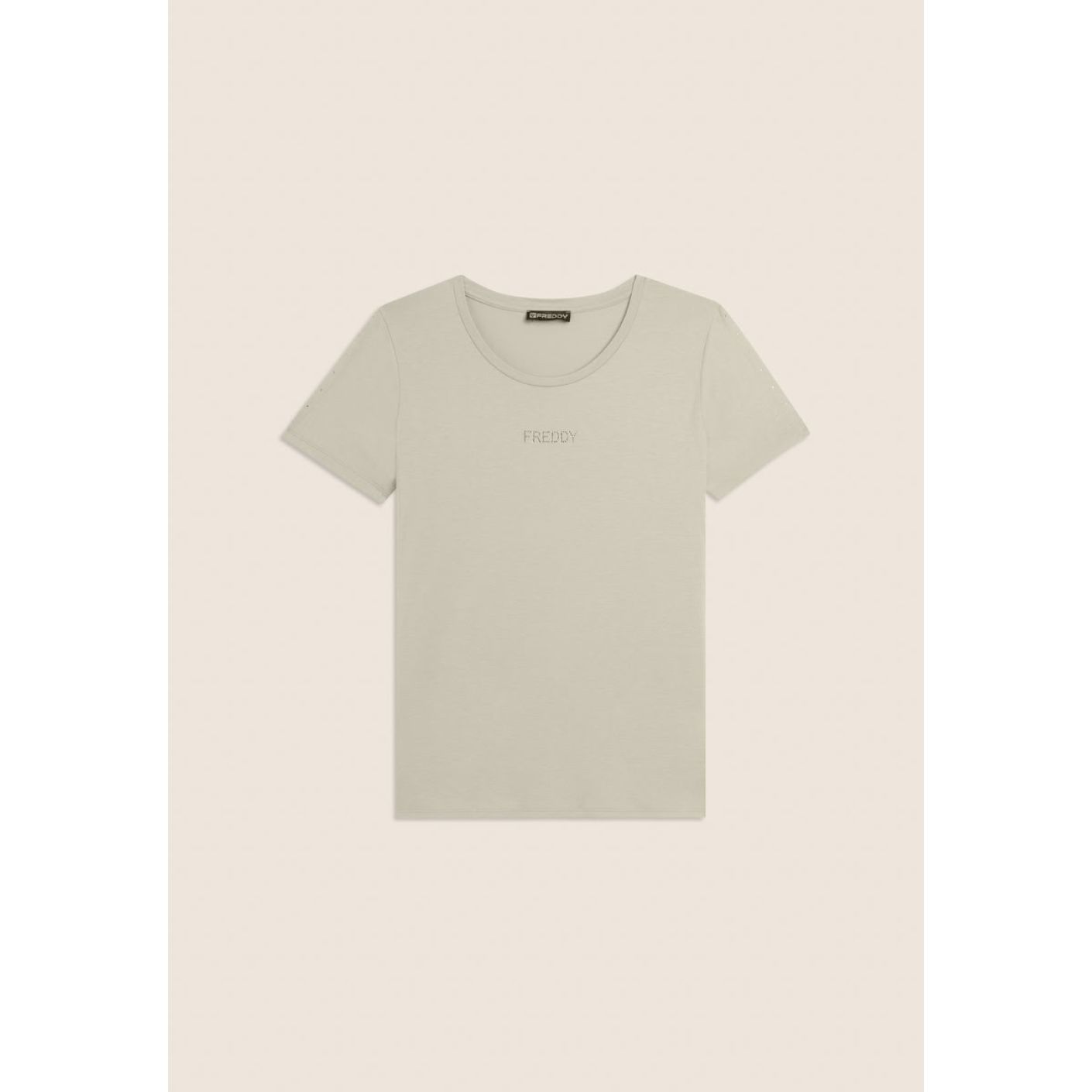 Freddy T-Shirt con dettaglio cut out e strass Egret da Donna