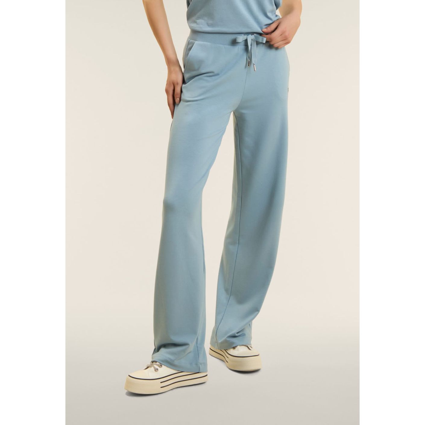 Freddy Pantaloni Croppe Wide Leg con strass Ashley Blue da Donna