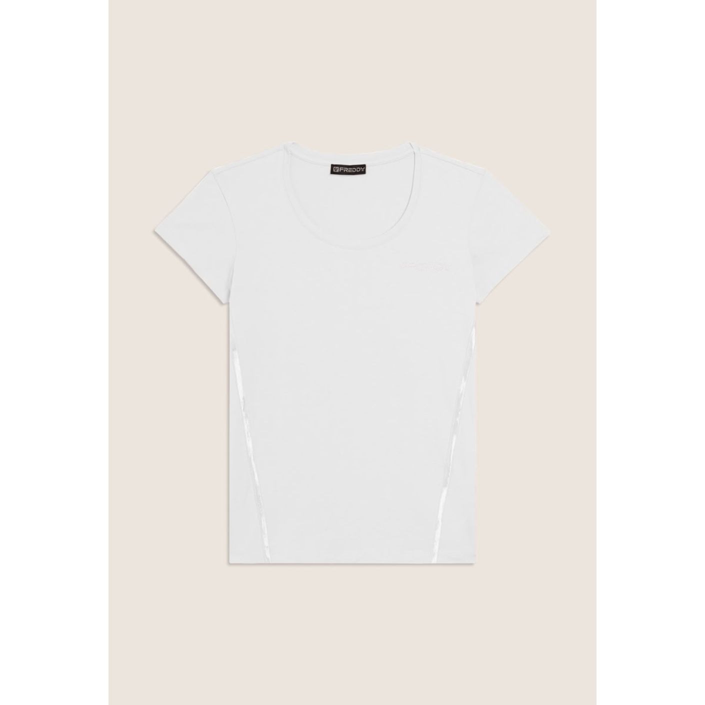 Freddy T-Shirt mit Logo und elastischen Einsätzen Weiß für Damen