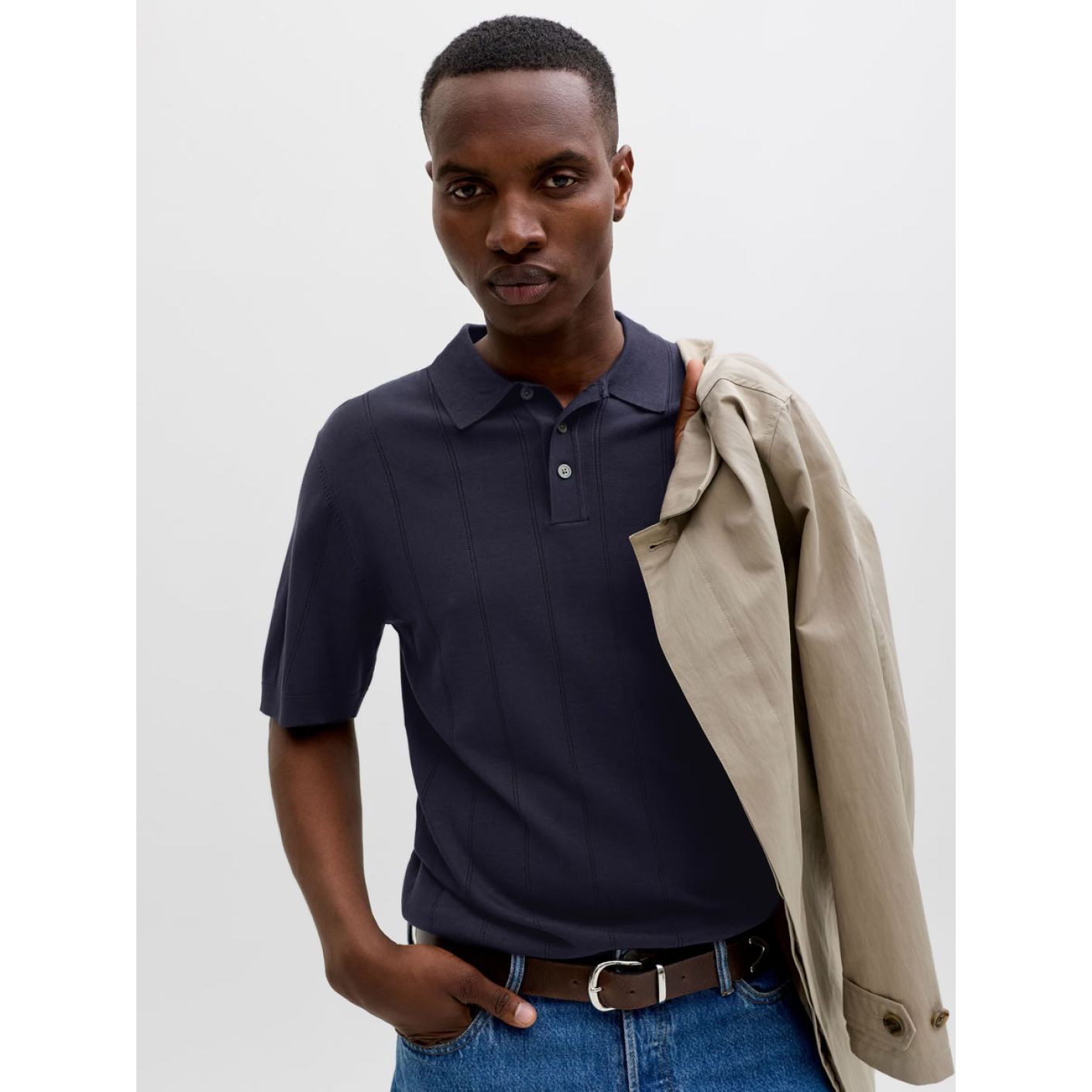 Jack & Jones Polo in knit Night Sky for Men