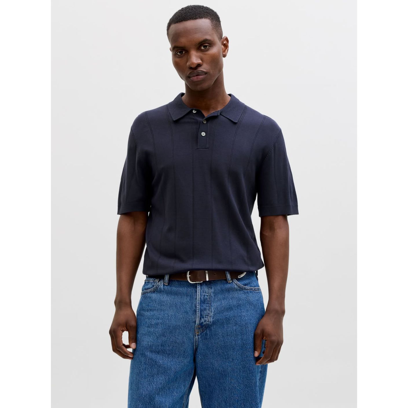 Jack & Jones Polo in knit Night Sky for Men