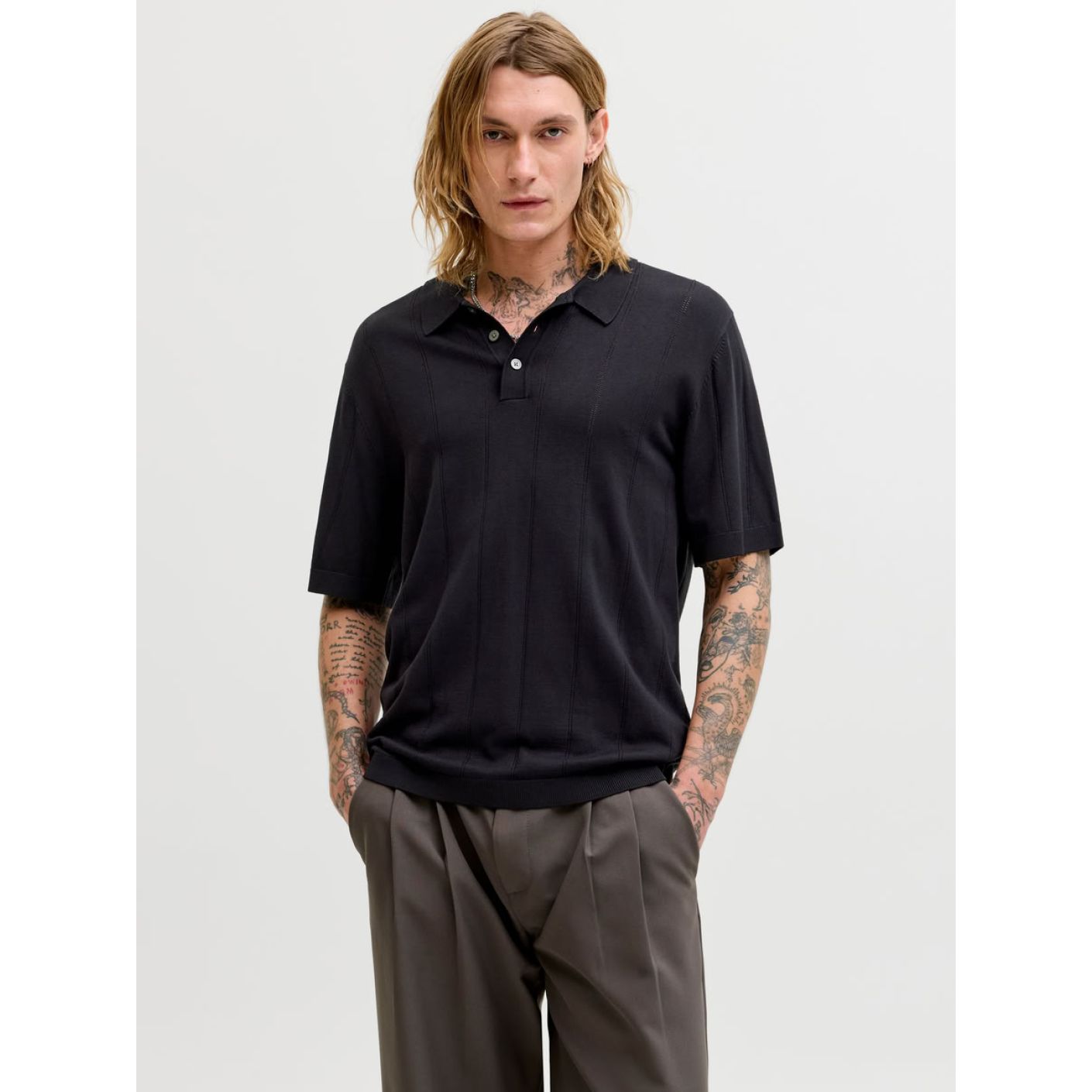 Jack & Jones Polo in knit Black for Men