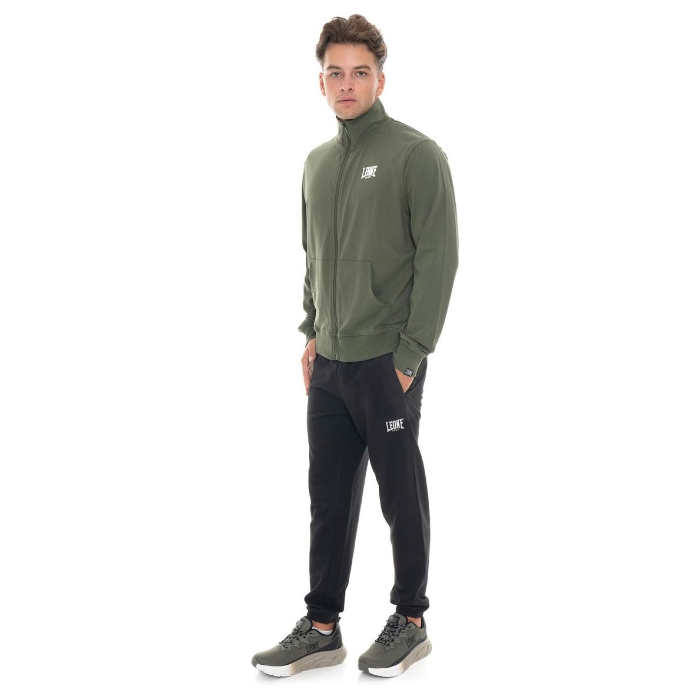 Leone Felpa Full Zip HJ Rifle Green da Uomo