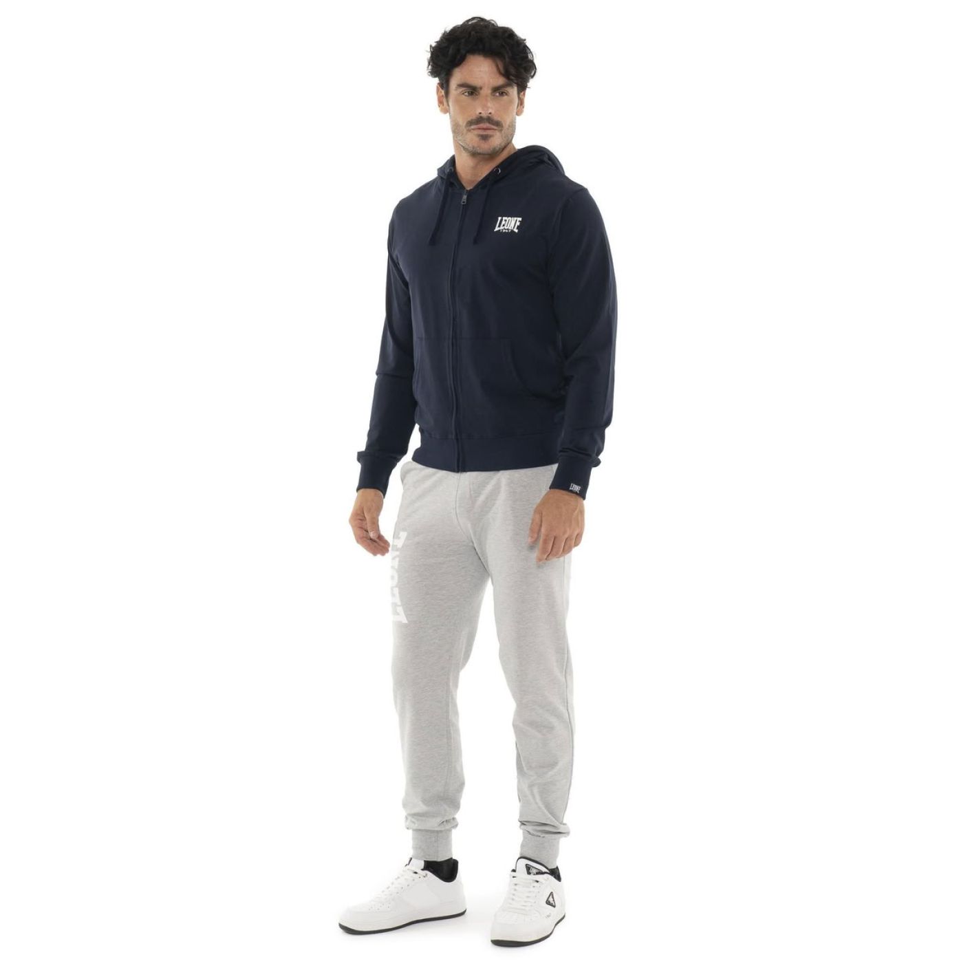 Leone Felpa Con Cappuccio e Zip HJ Navy Blue da Uomo