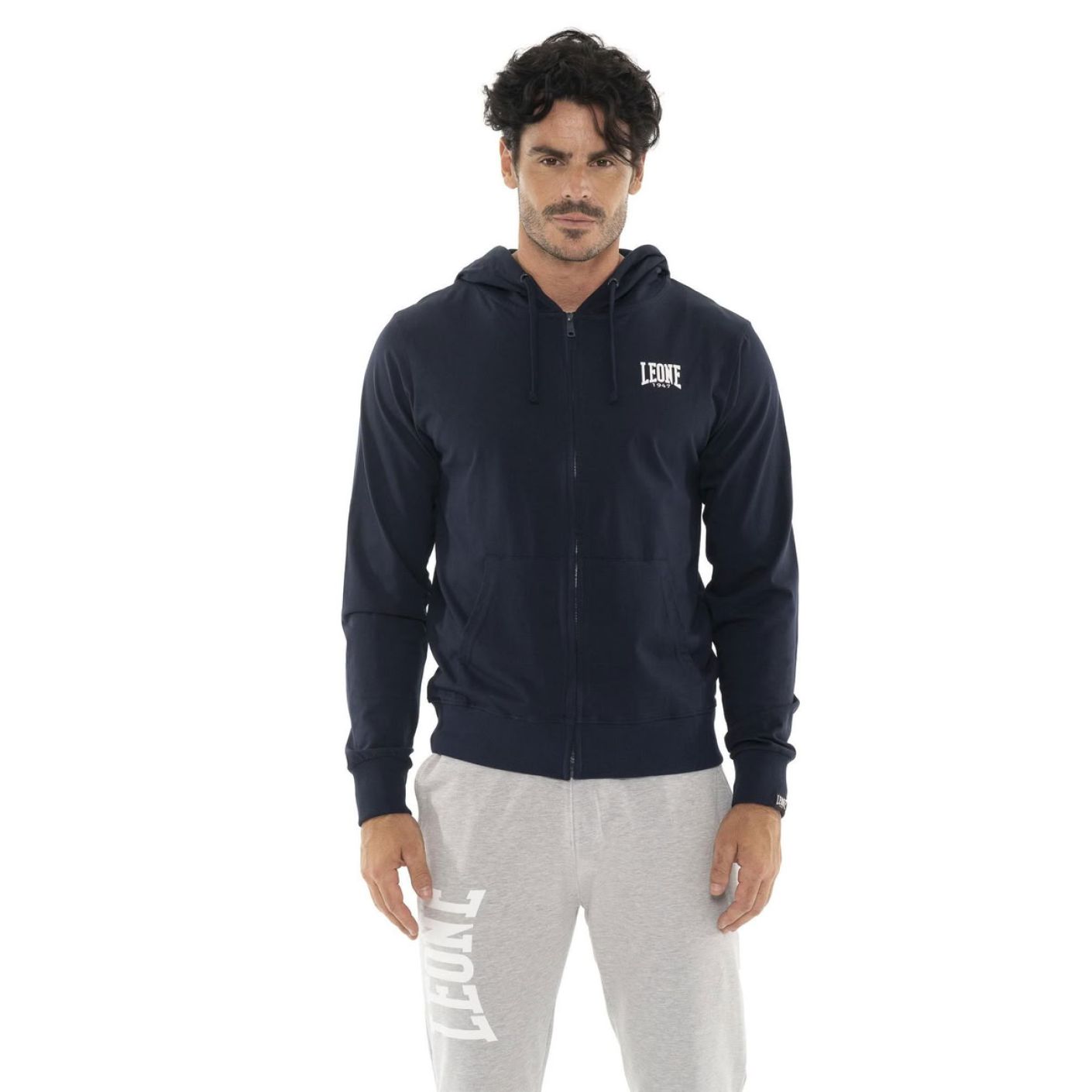Leone Felpa Con Cappuccio e Zip HJ Navy Blue da Uomo