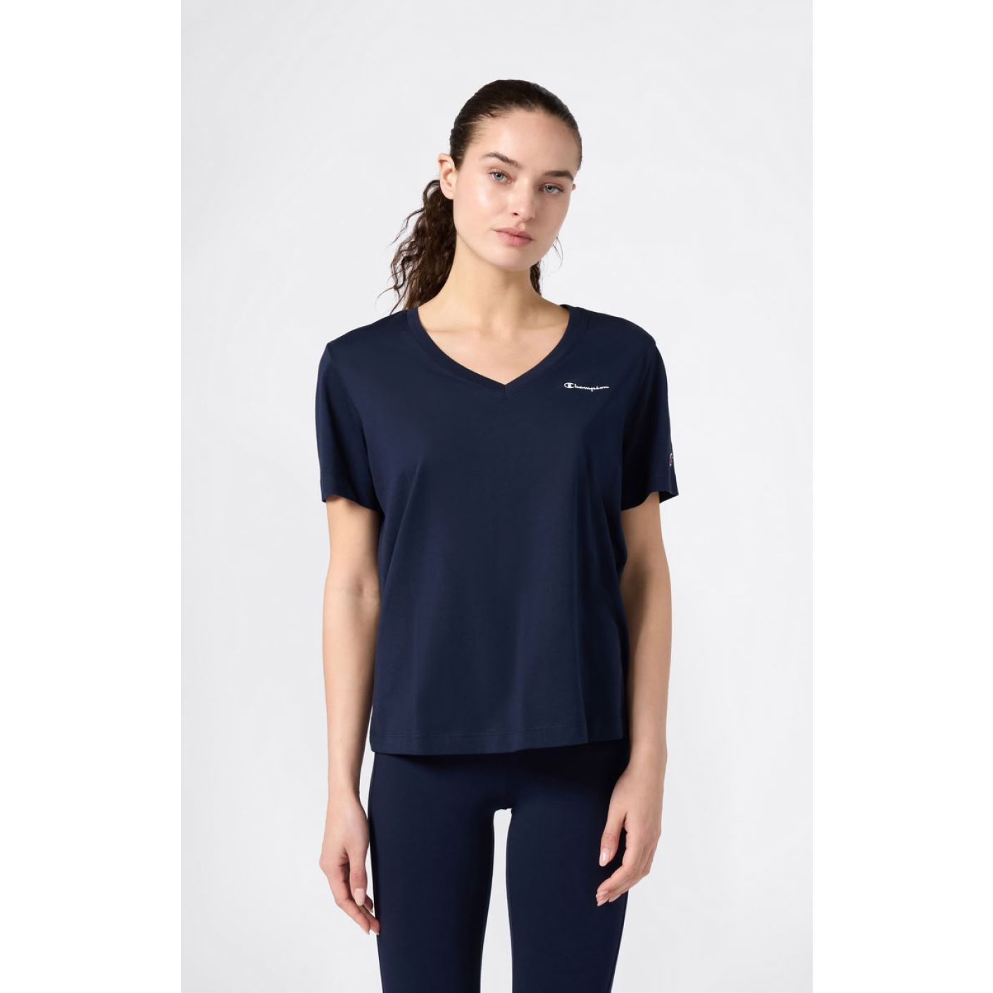 Champion T-Shirt con scollo a V Icons Blu Scuro da Donna